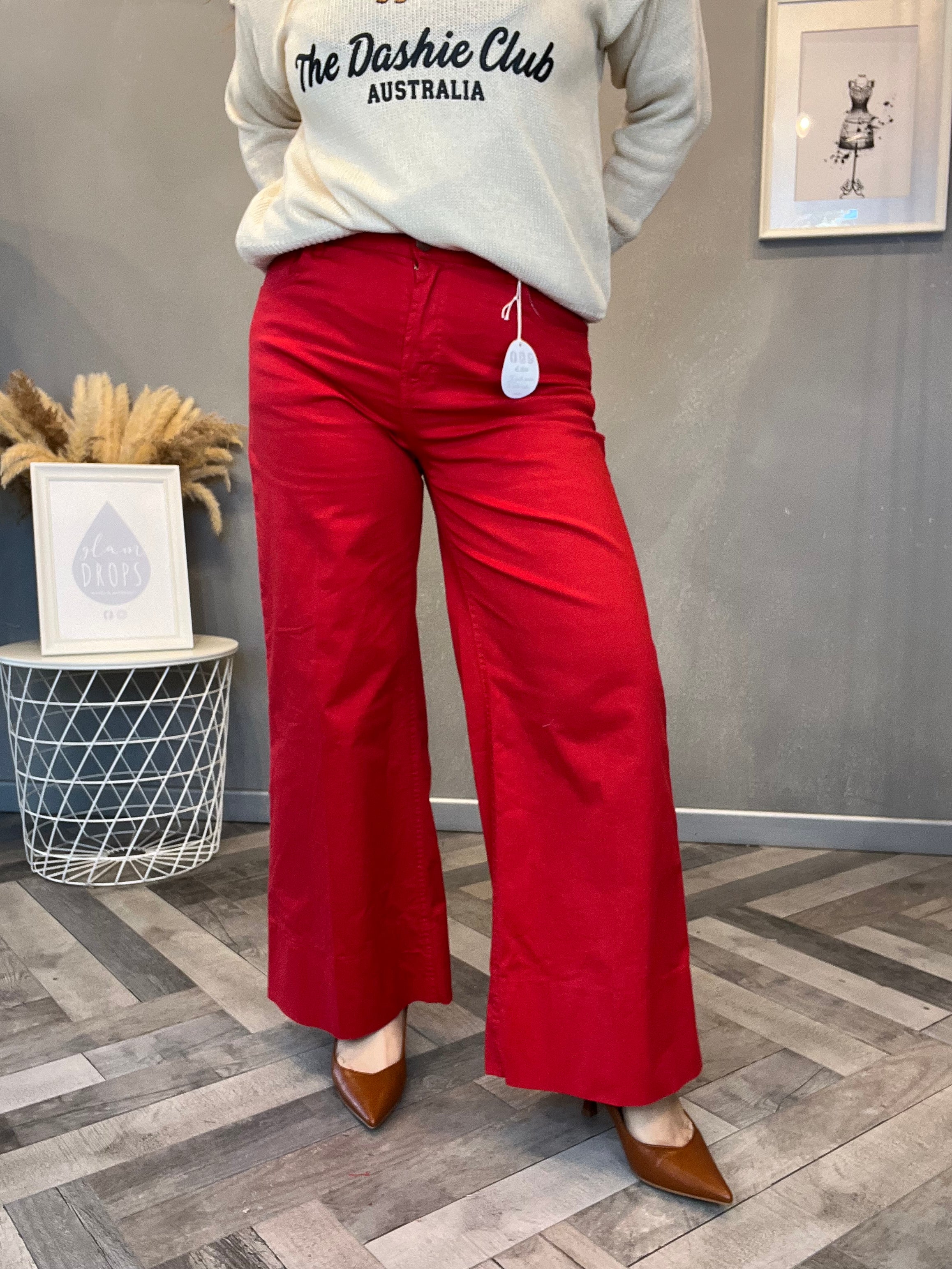 Pantalone wide leg rosso