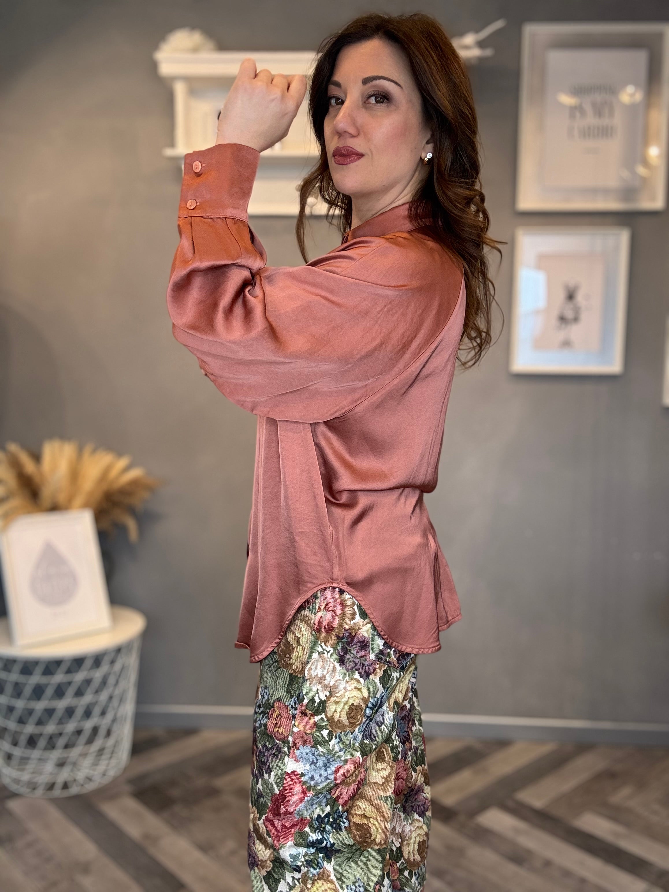Camicia in satin soft blush