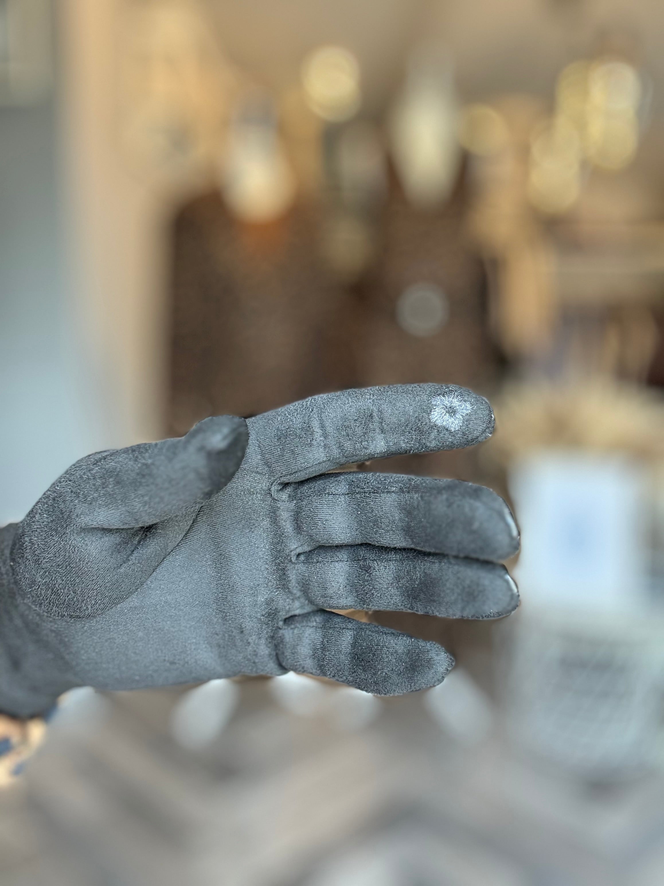 Guanti in ecopelle con strass