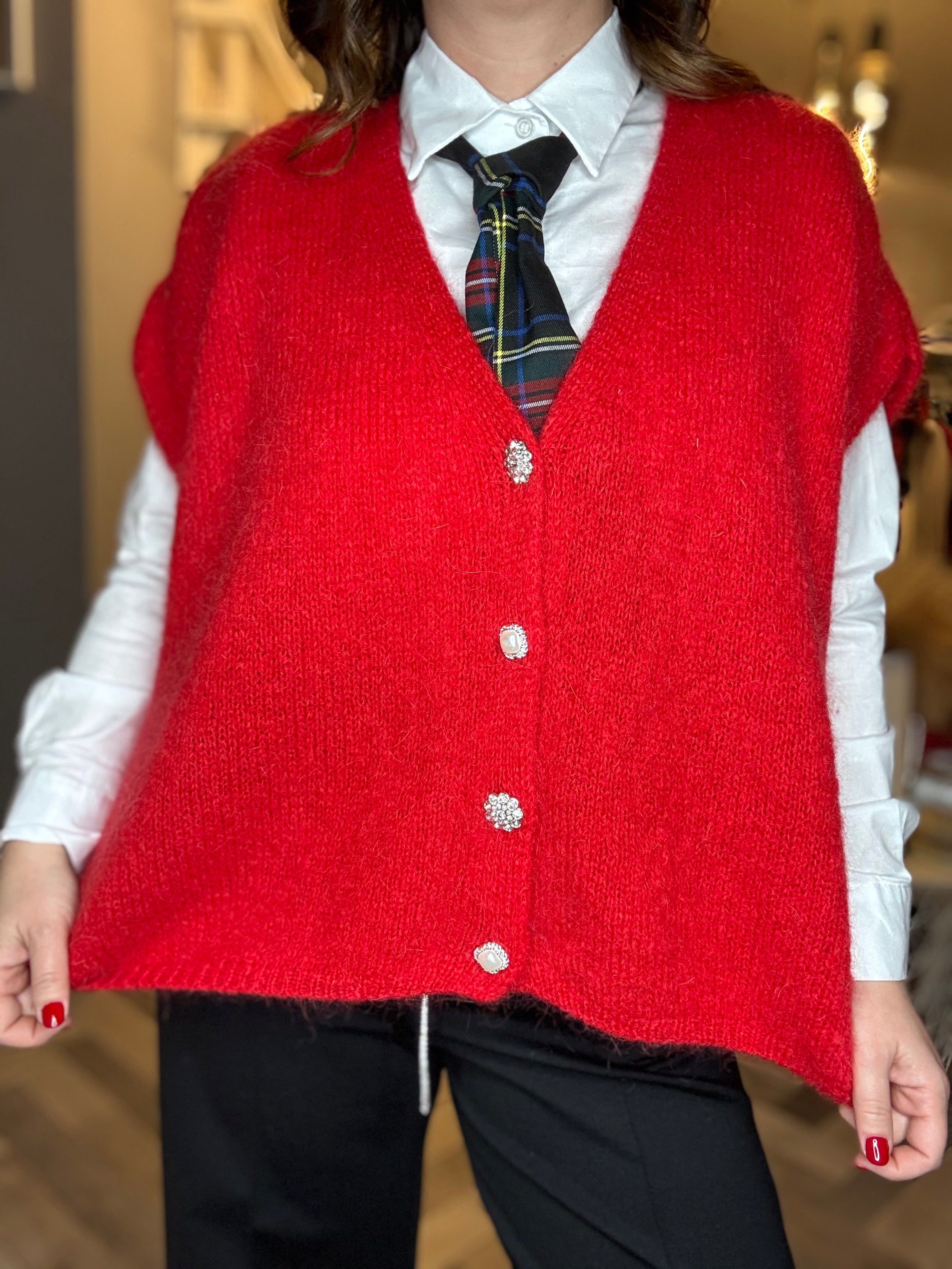 Gilet in maglia over 4 bottoni