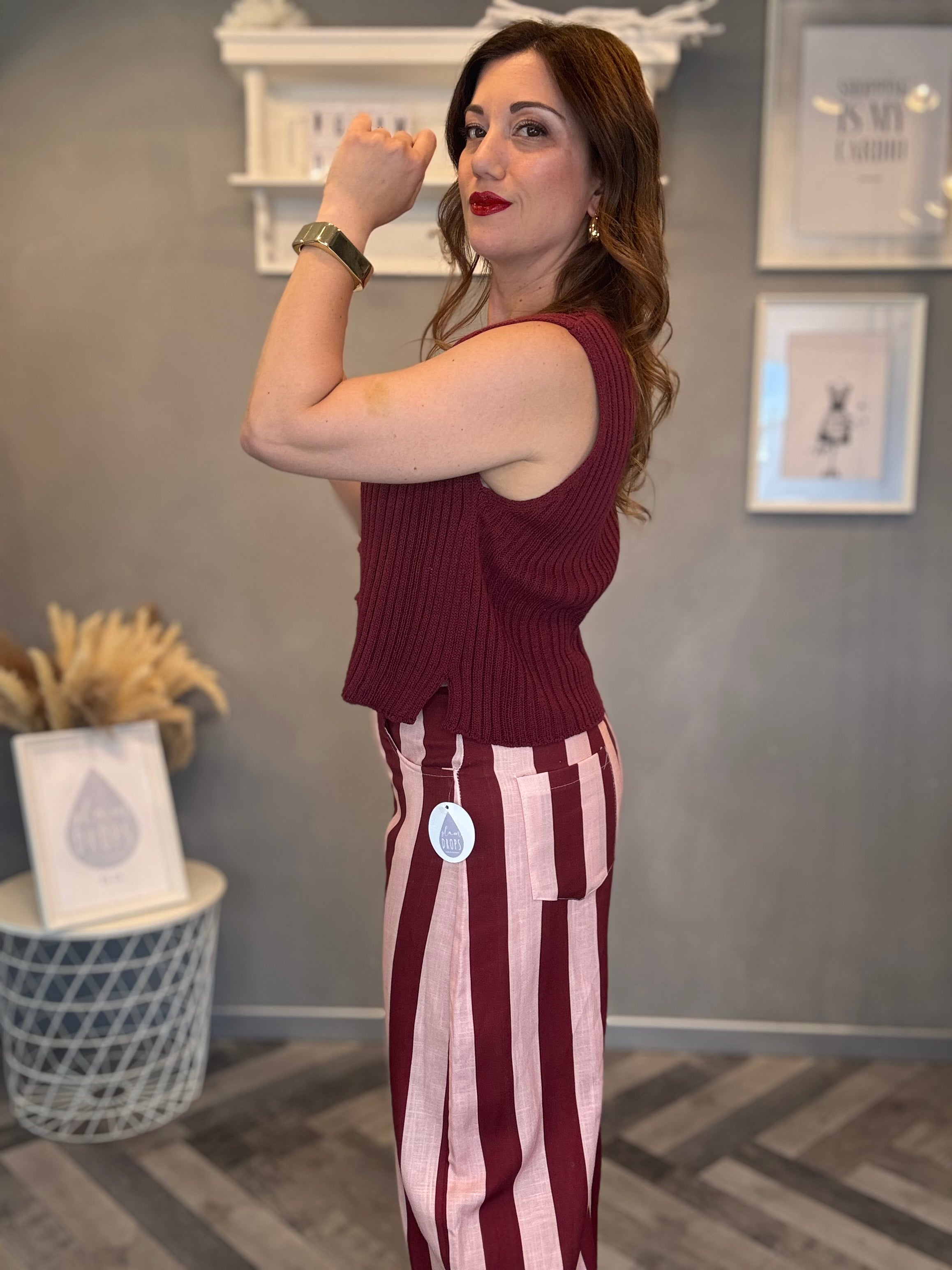 Pantalone Riviera rosa e bordeaux
