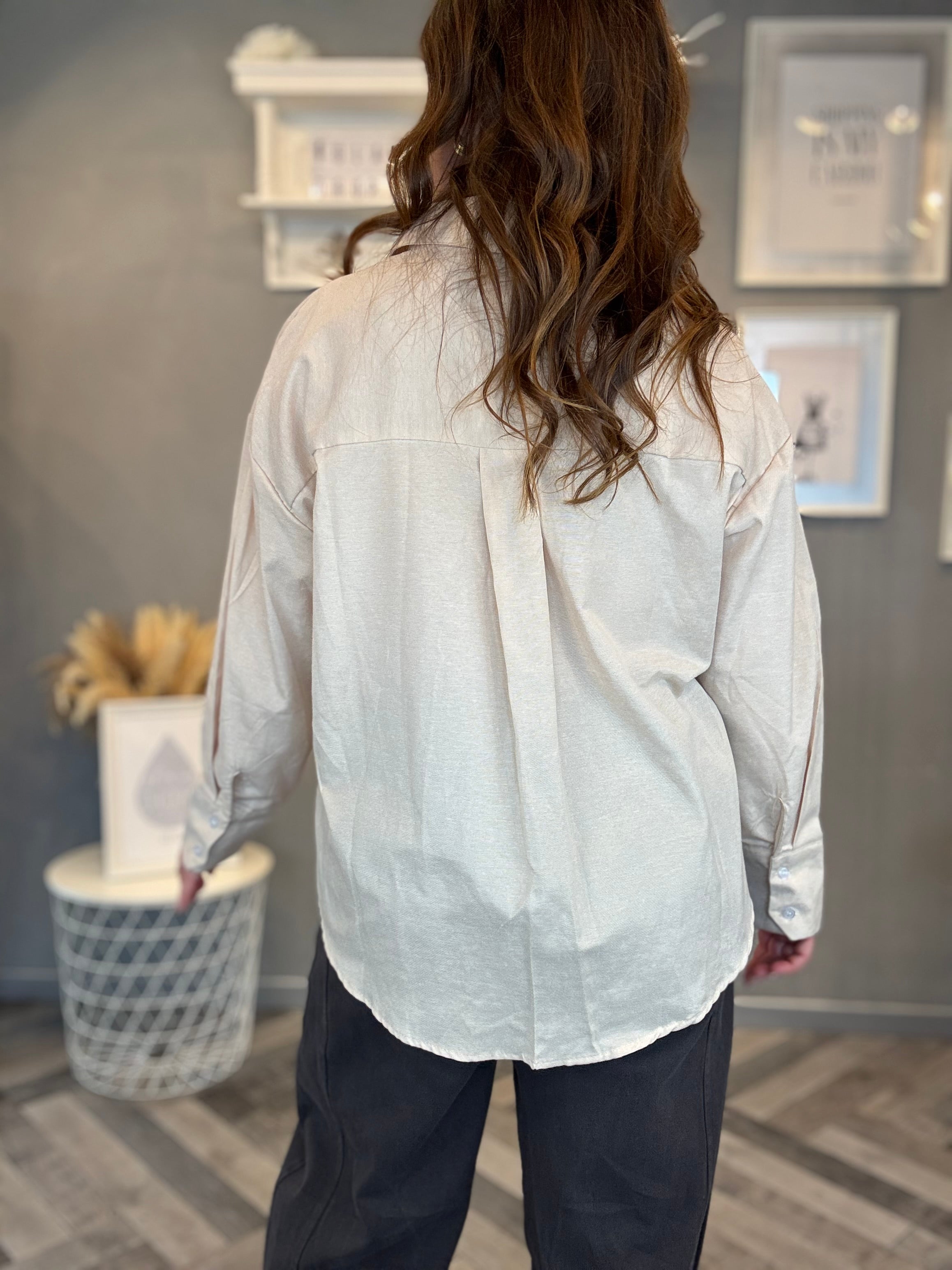 Camicia soft touch over beige