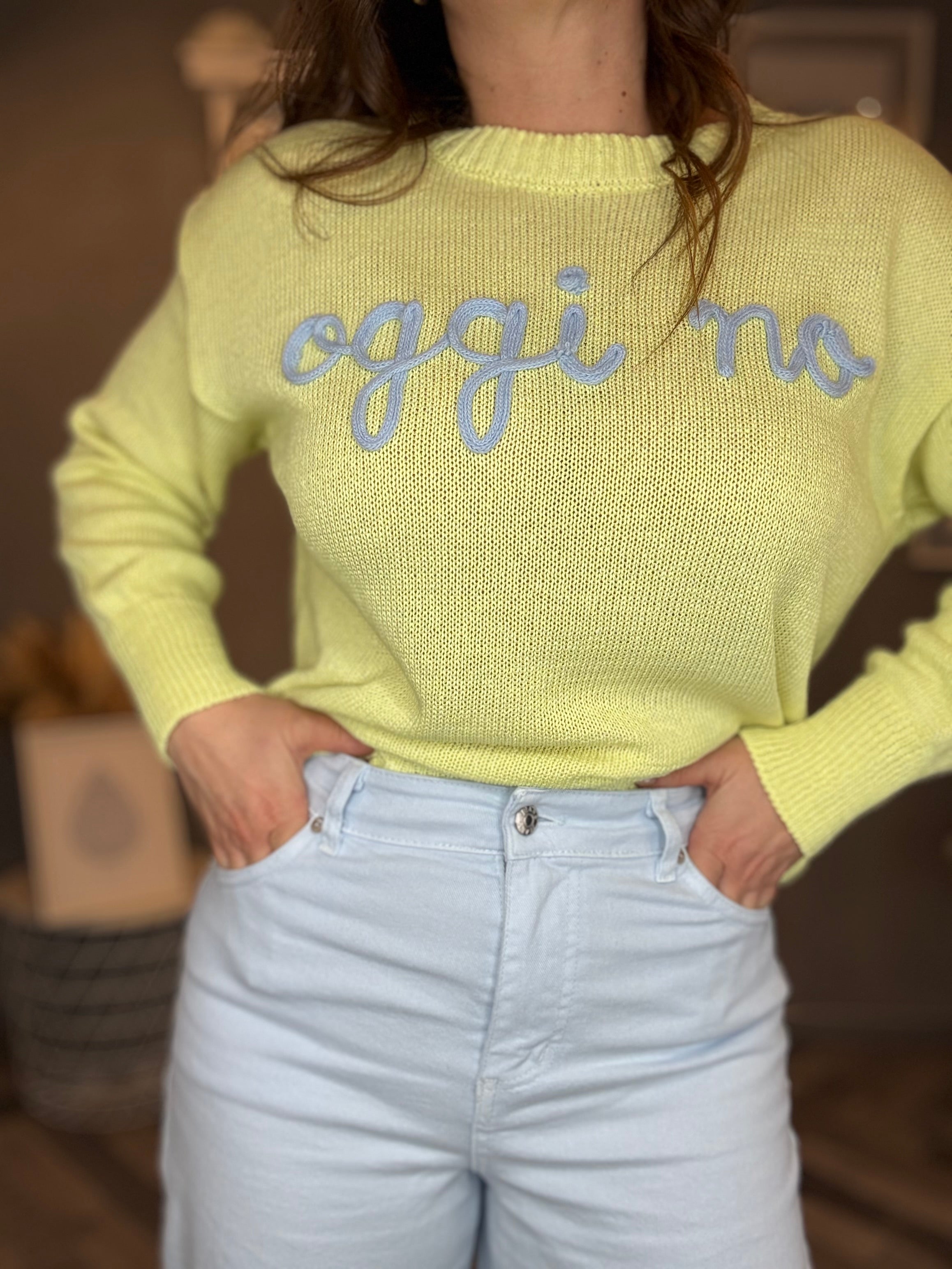 Jeans wide leg celeste