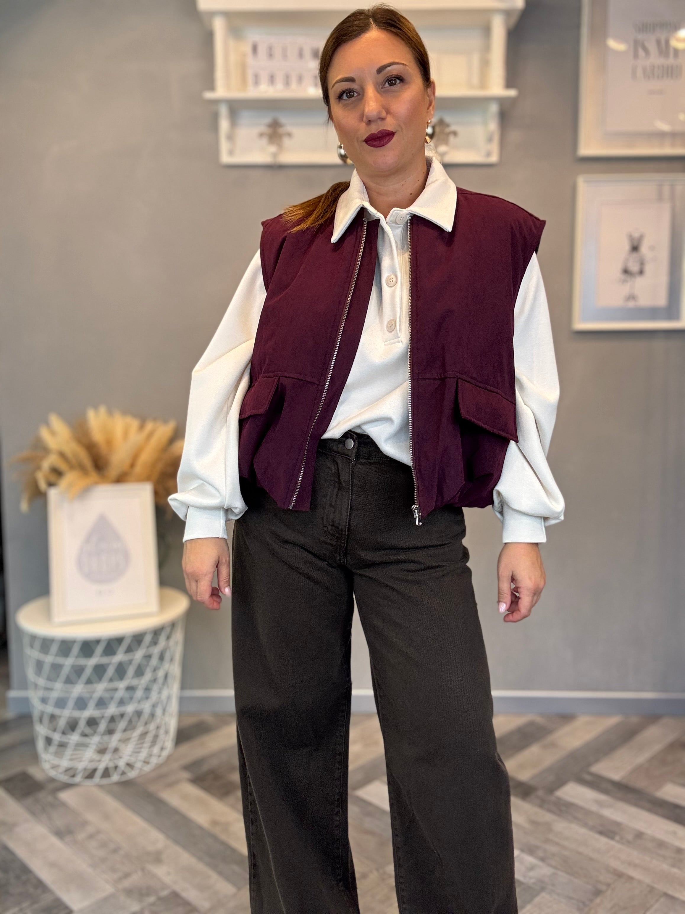 Lumina gilet smanicato Borgogna