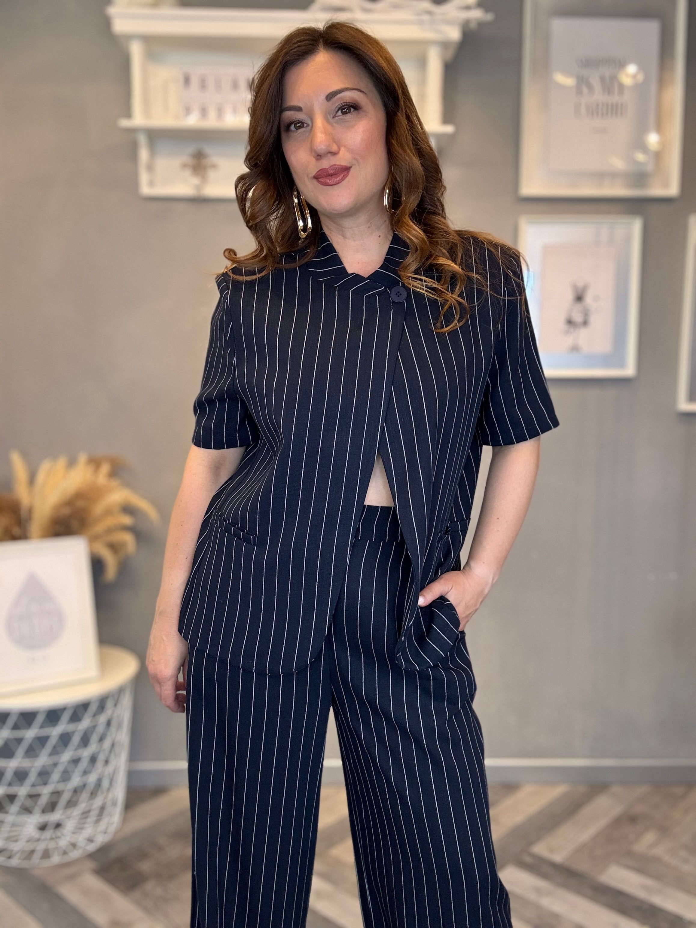 Set Icona gessato blu