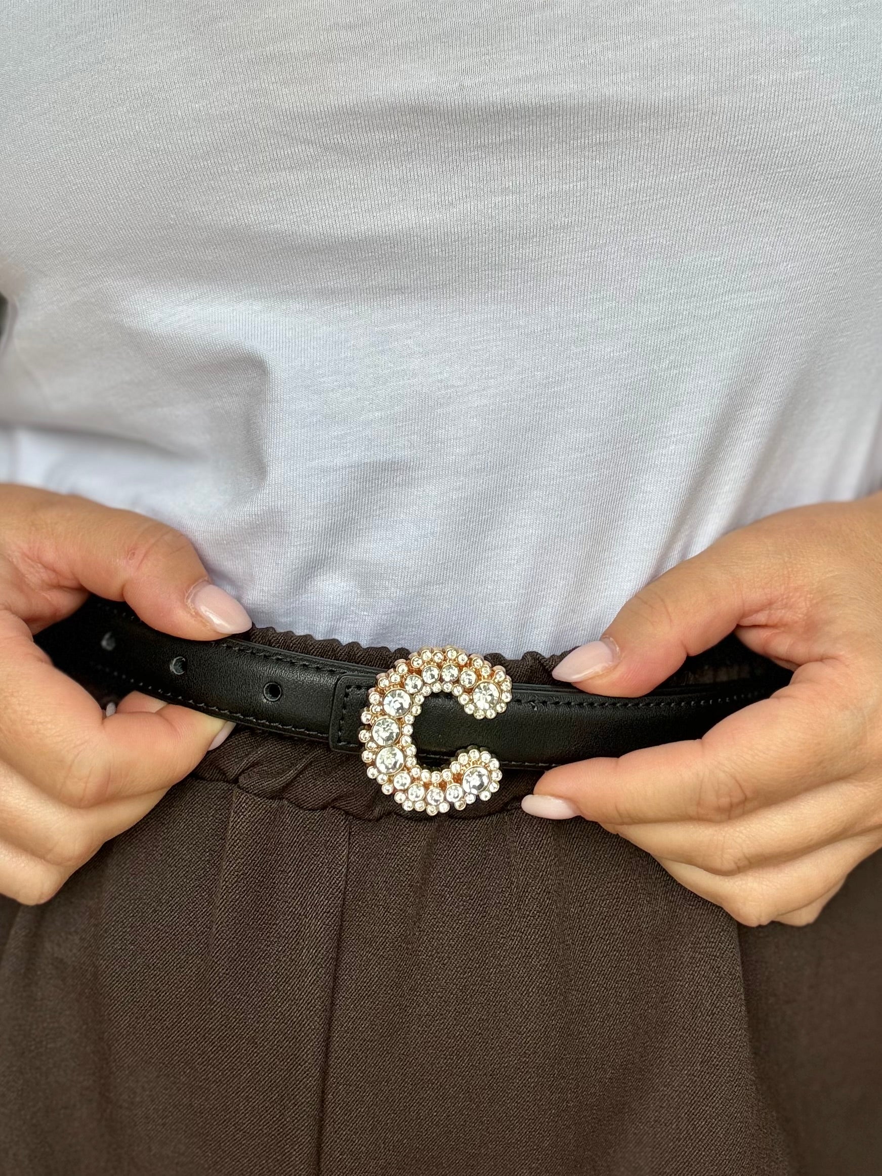 Cintura ecopelle CC con strass