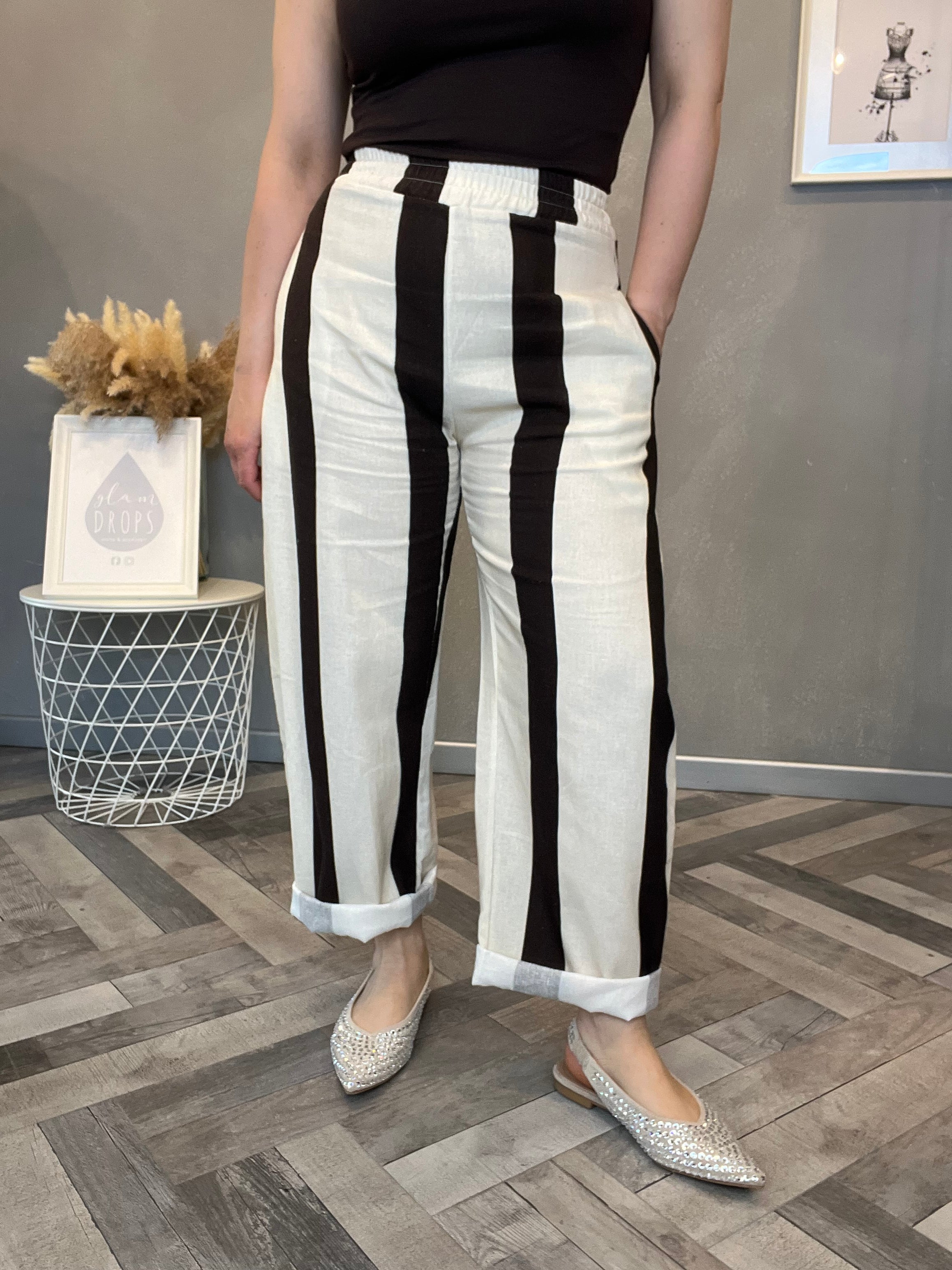 Pantalone burro bande moro