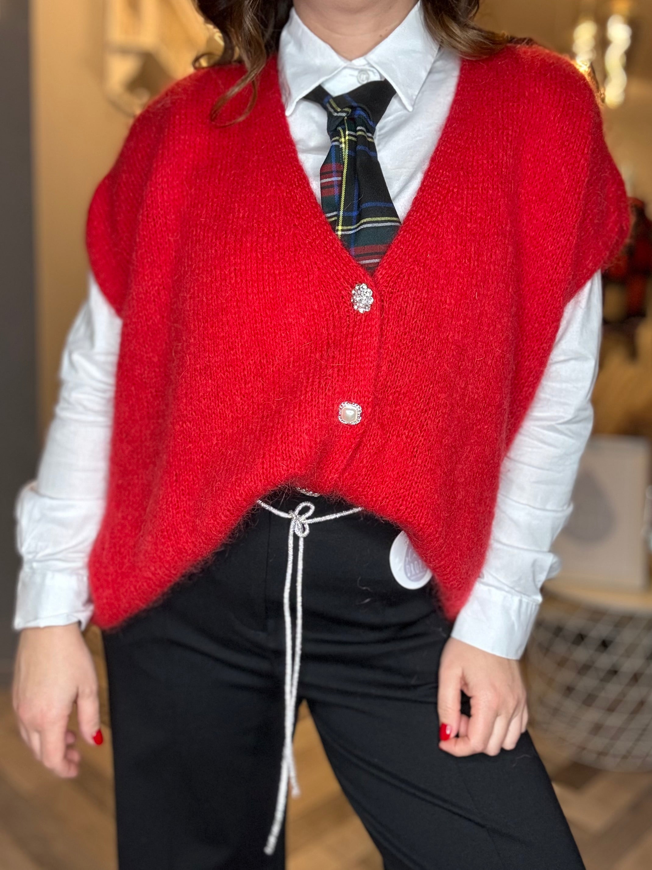 Gilet in maglia over 4 bottoni