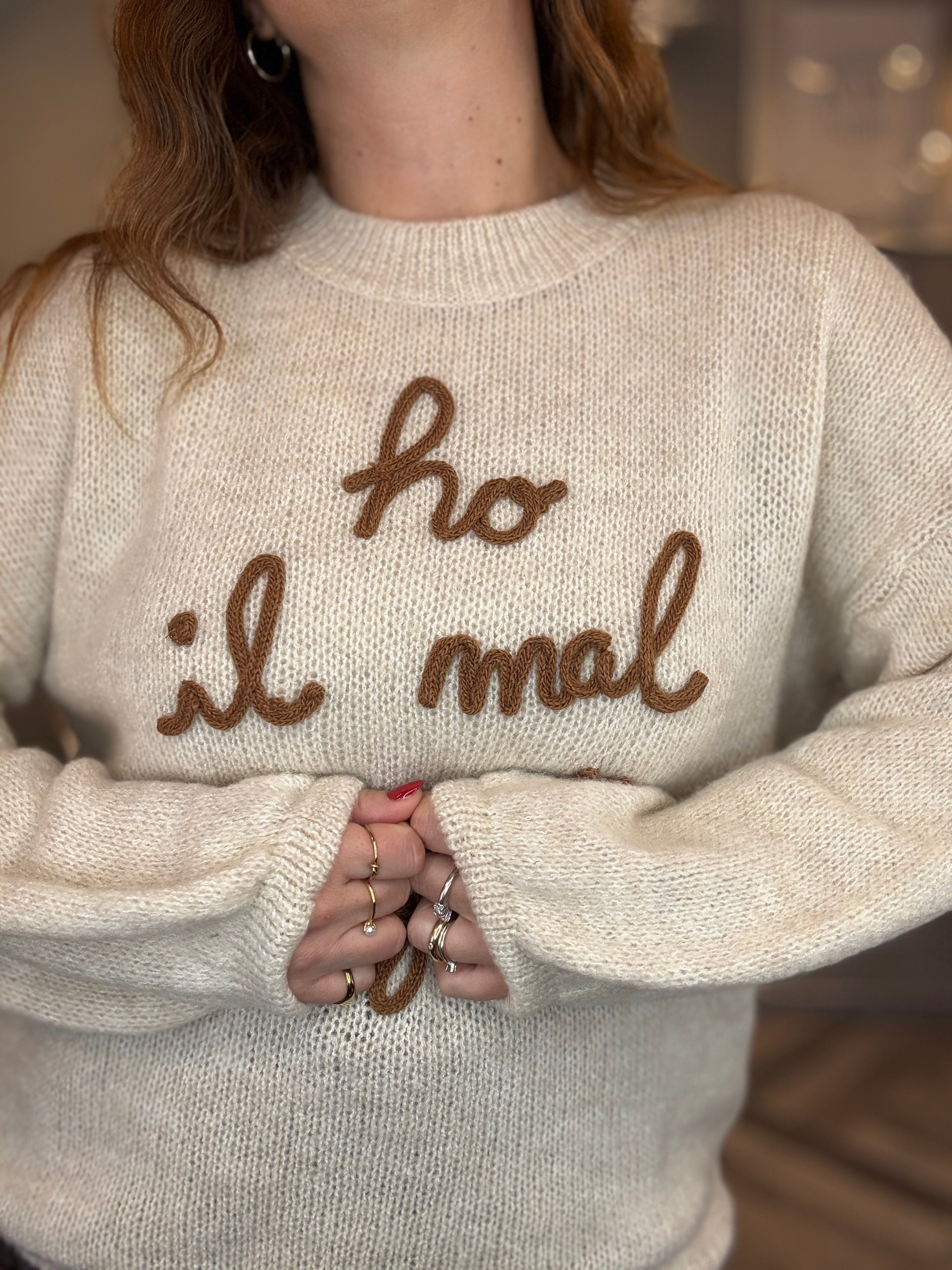 Maglioncino Ho il mal di gente sabbia