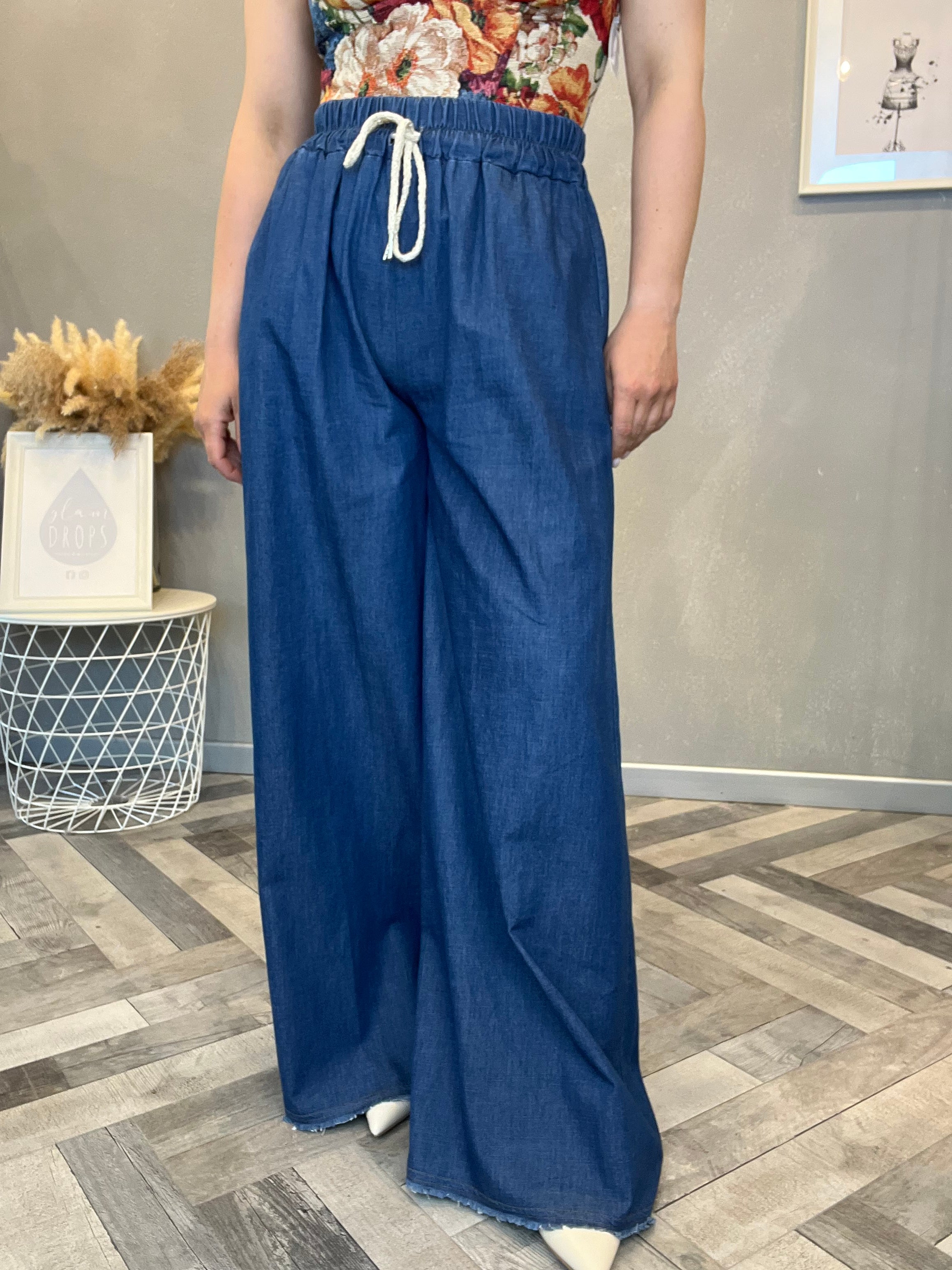 Jeans palazzo corda oro