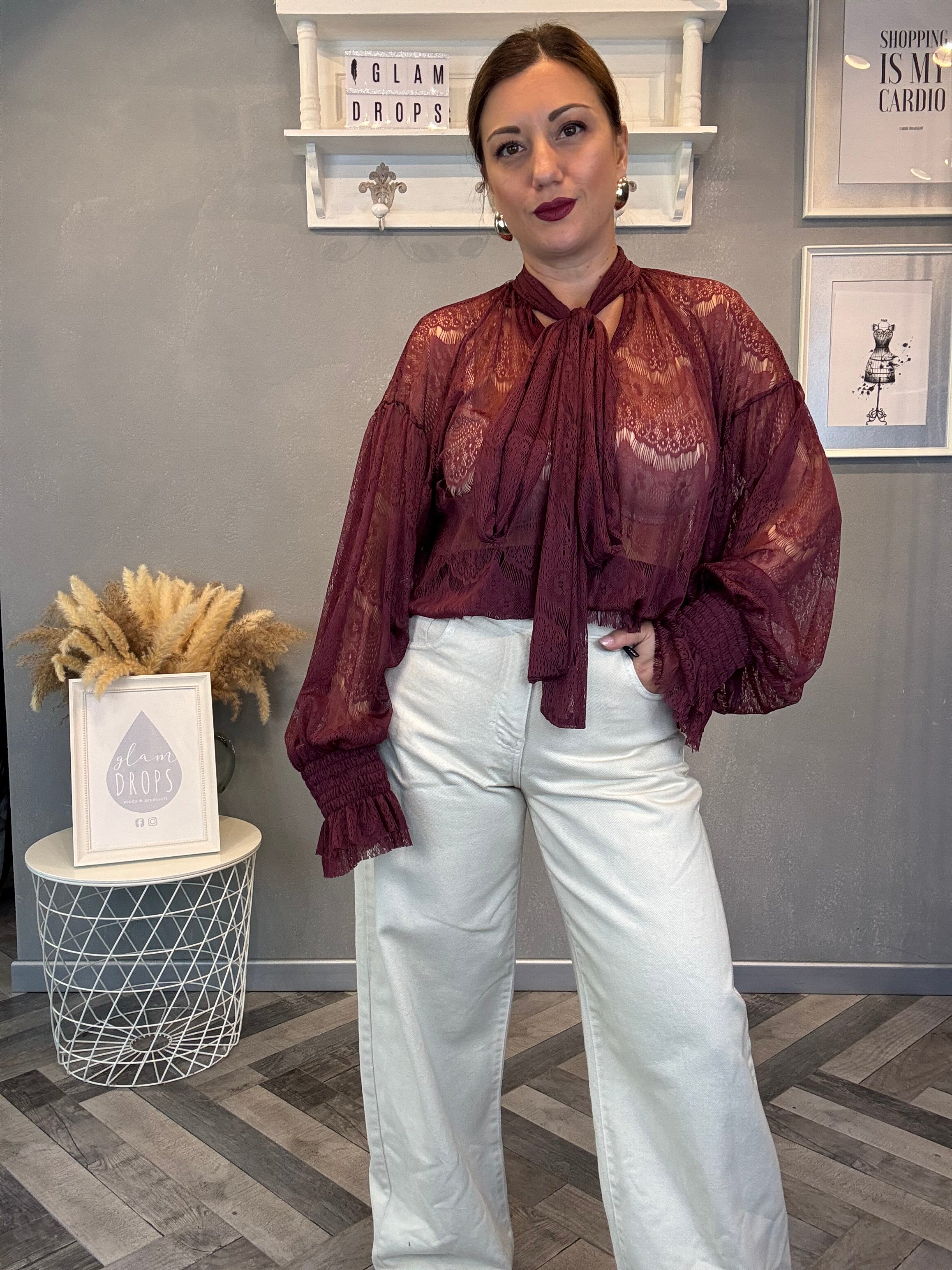 Lumina blusa pizzo bordeaux