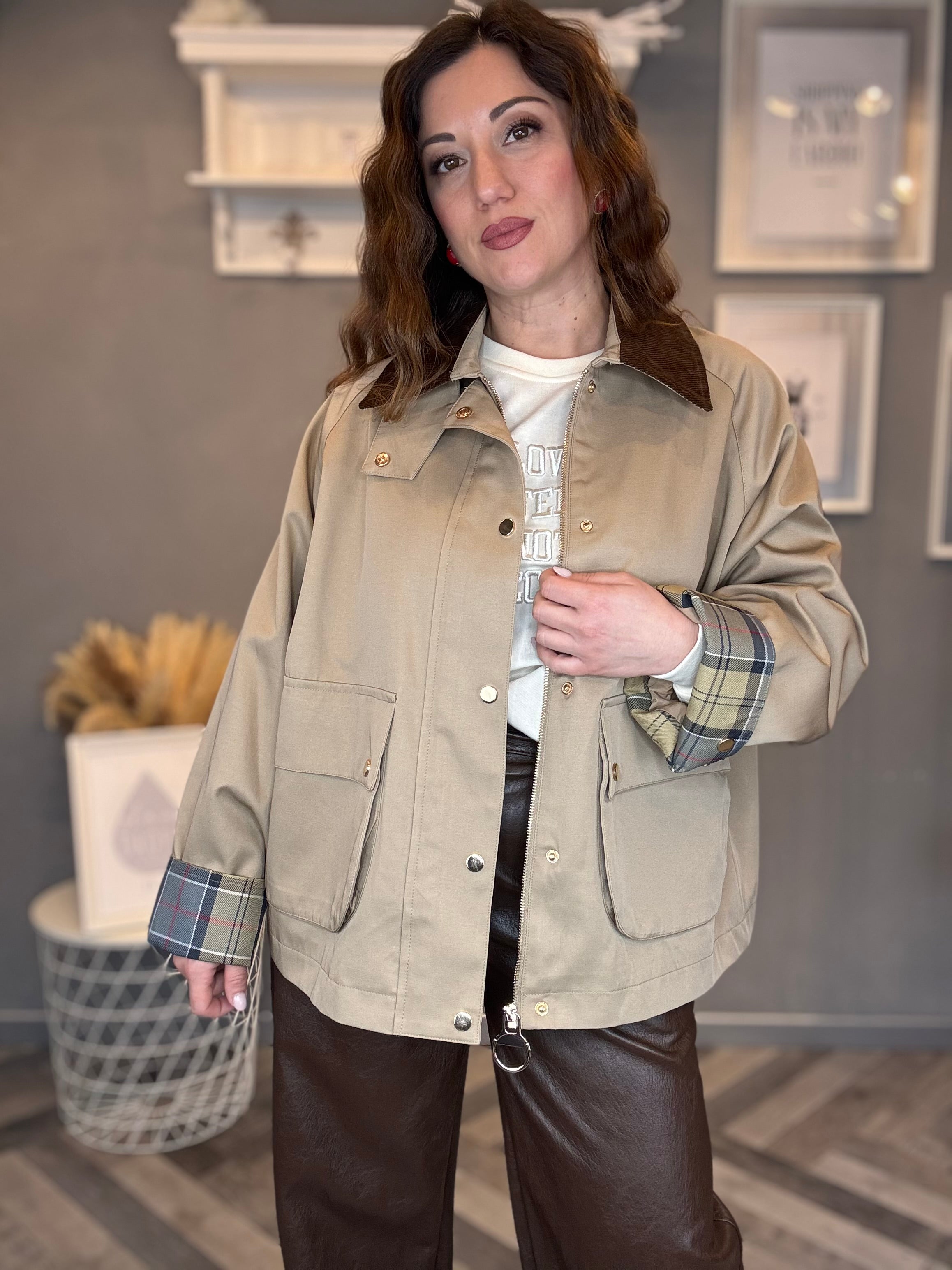 Giacca stile parka con dettagli check