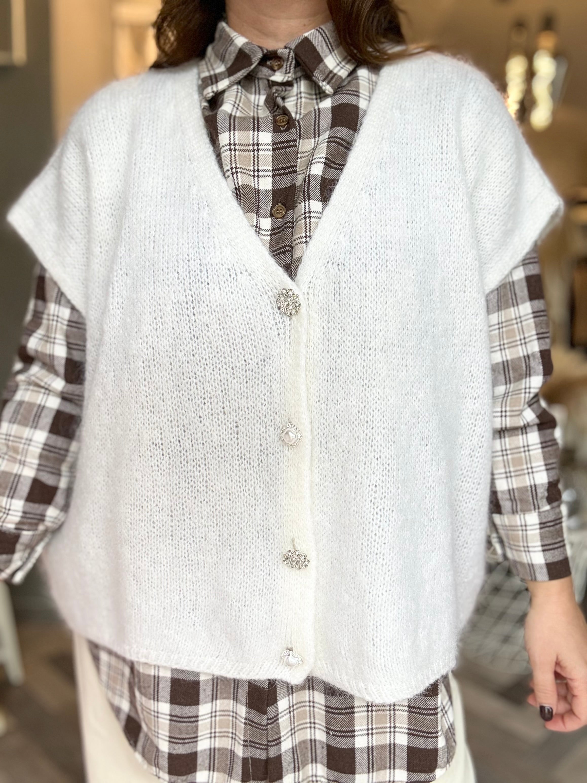 Gilet in maglia over 4 bottoni