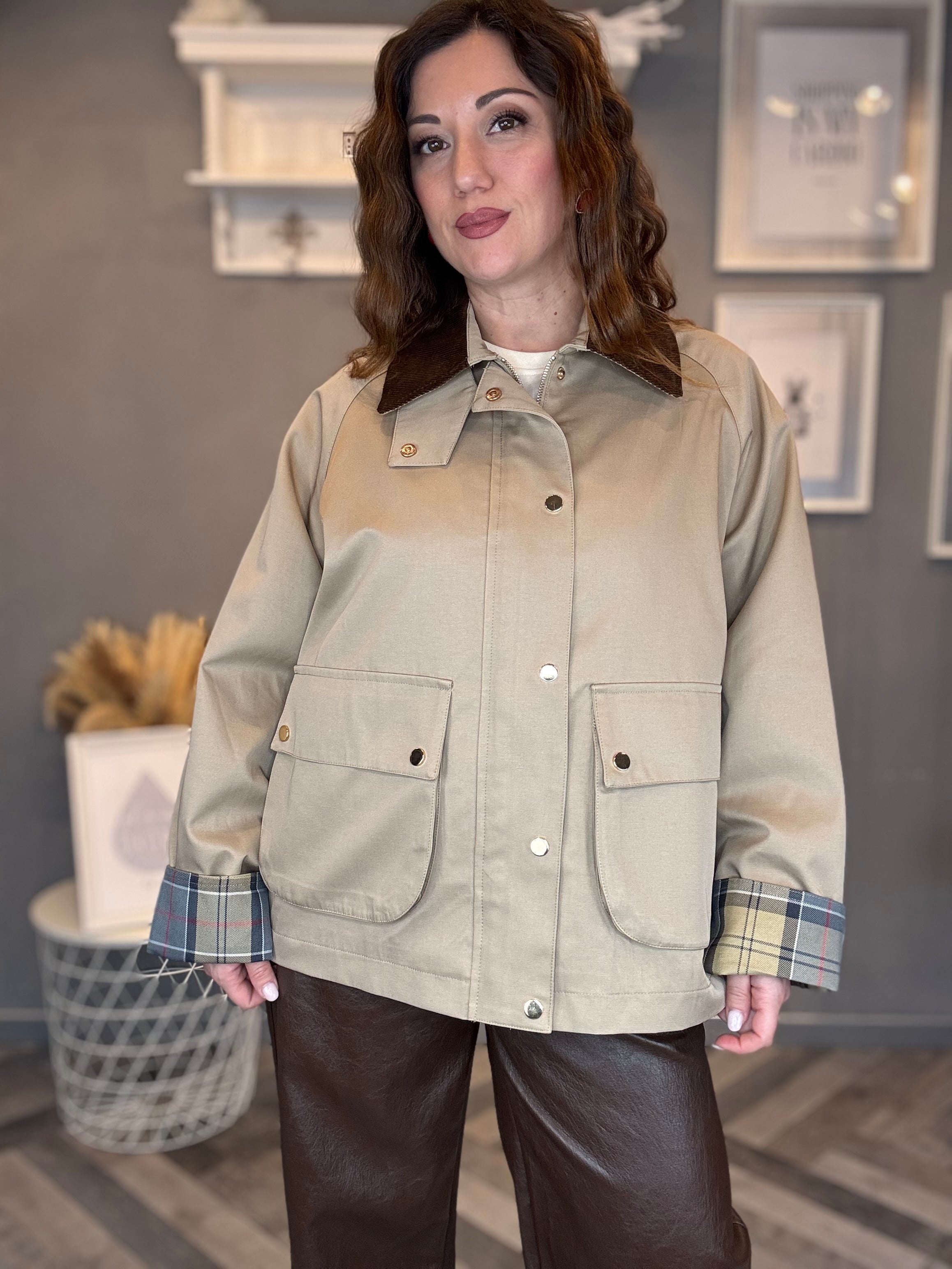 Giacca stile parka con dettagli check