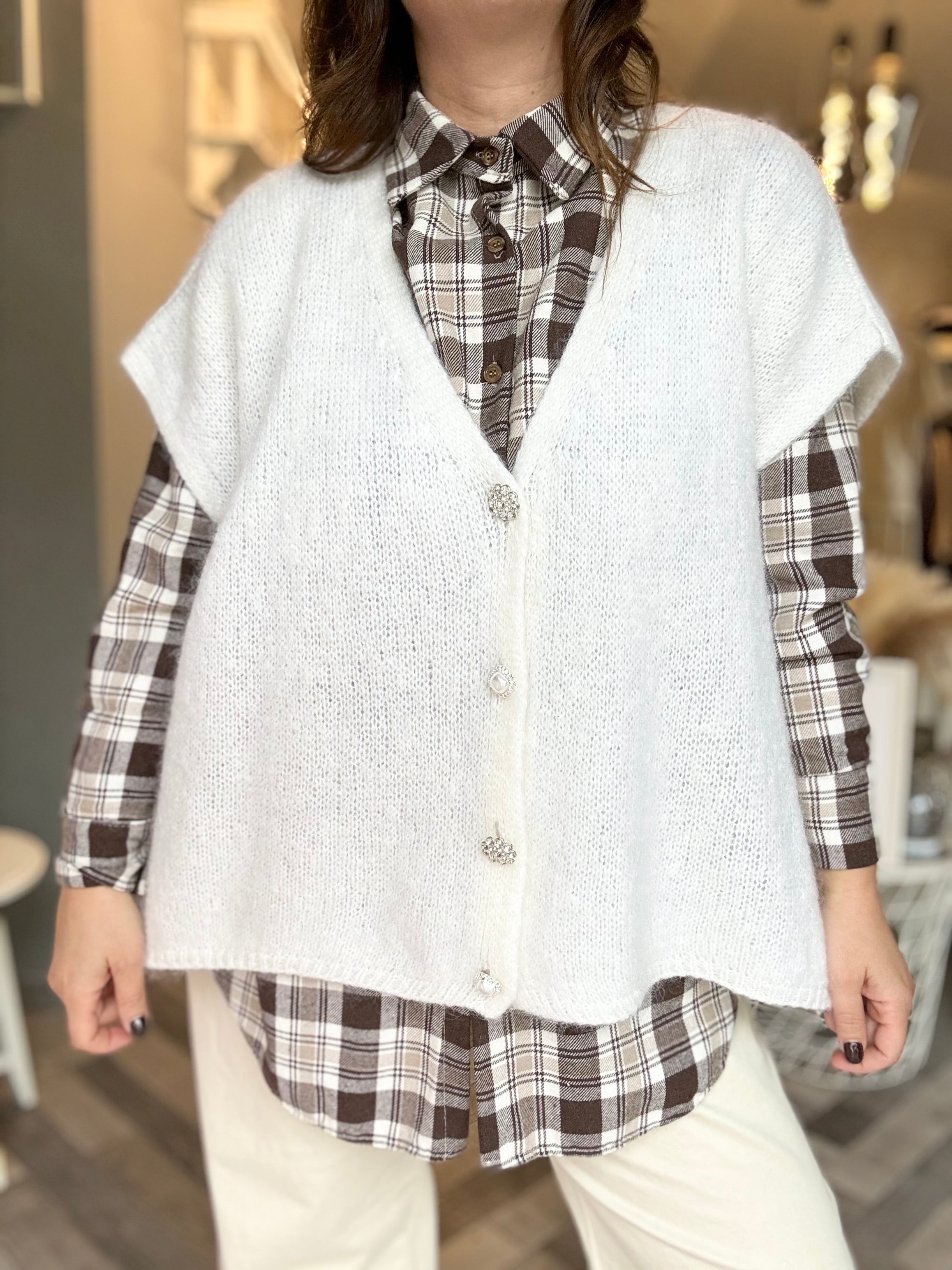 Gilet in maglia over 4 bottoni