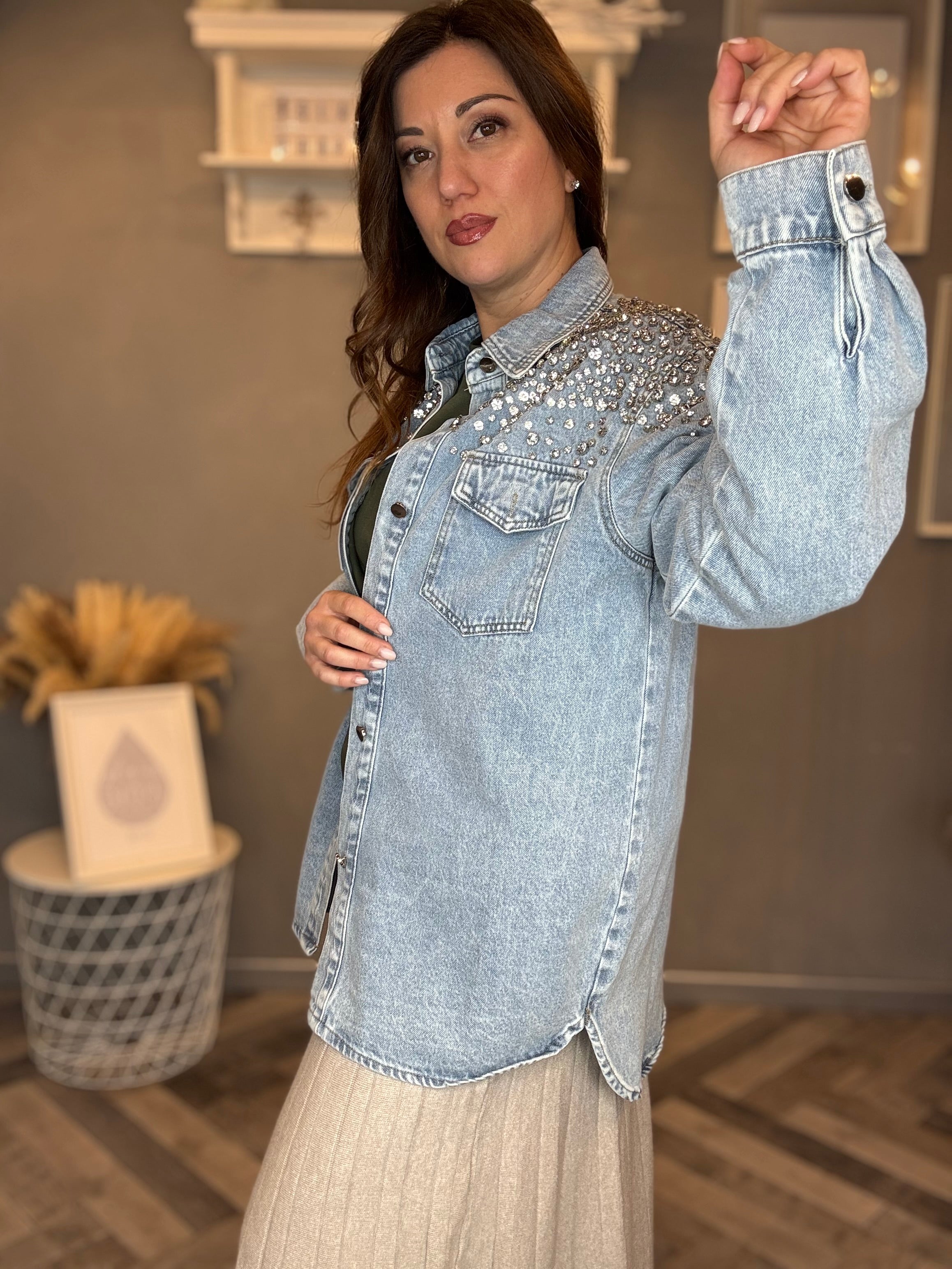 Giacca camicia in denim Diamonds