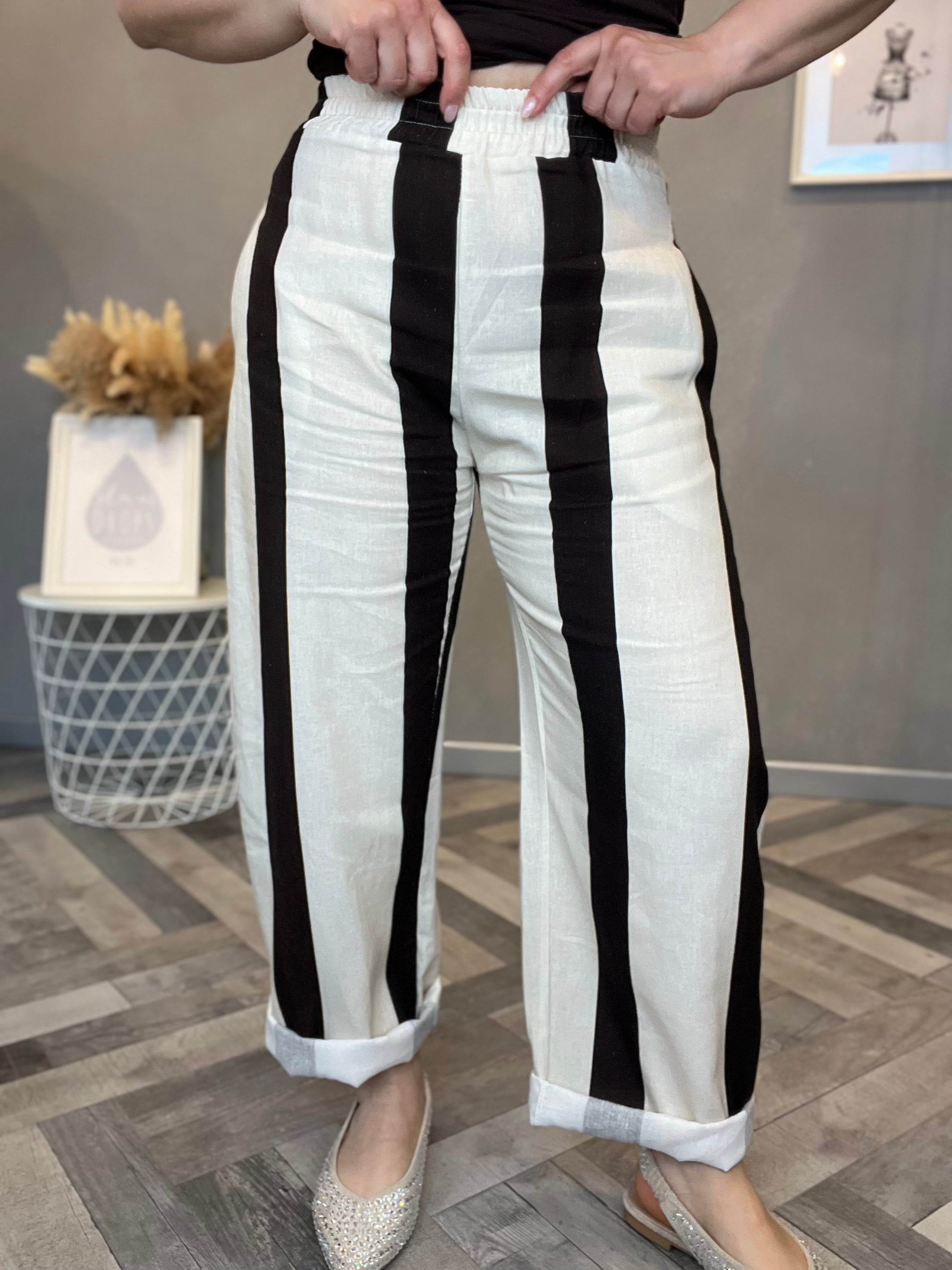 Pantalone burro bande moro