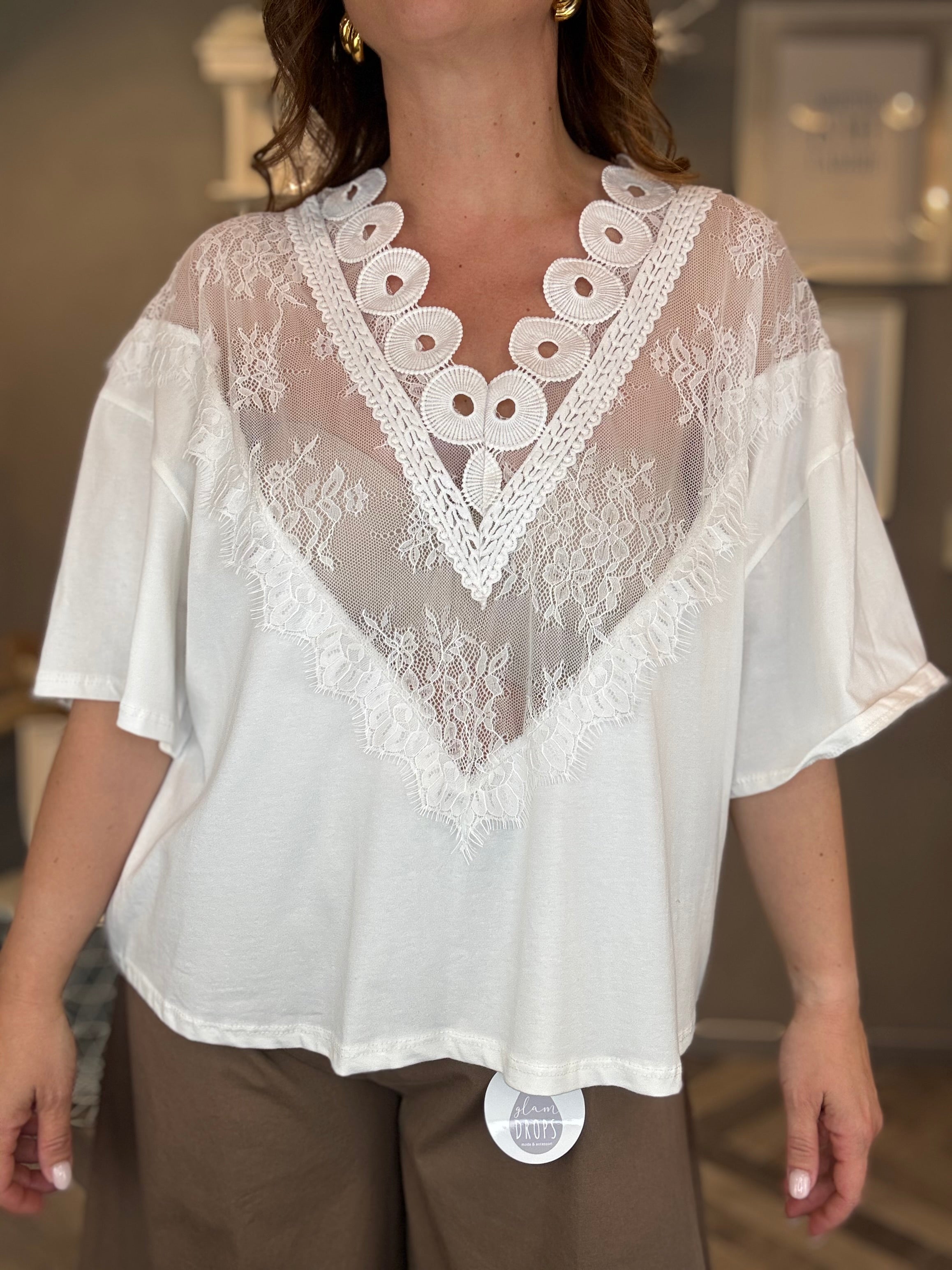 T-shirt pizzo Chantilly