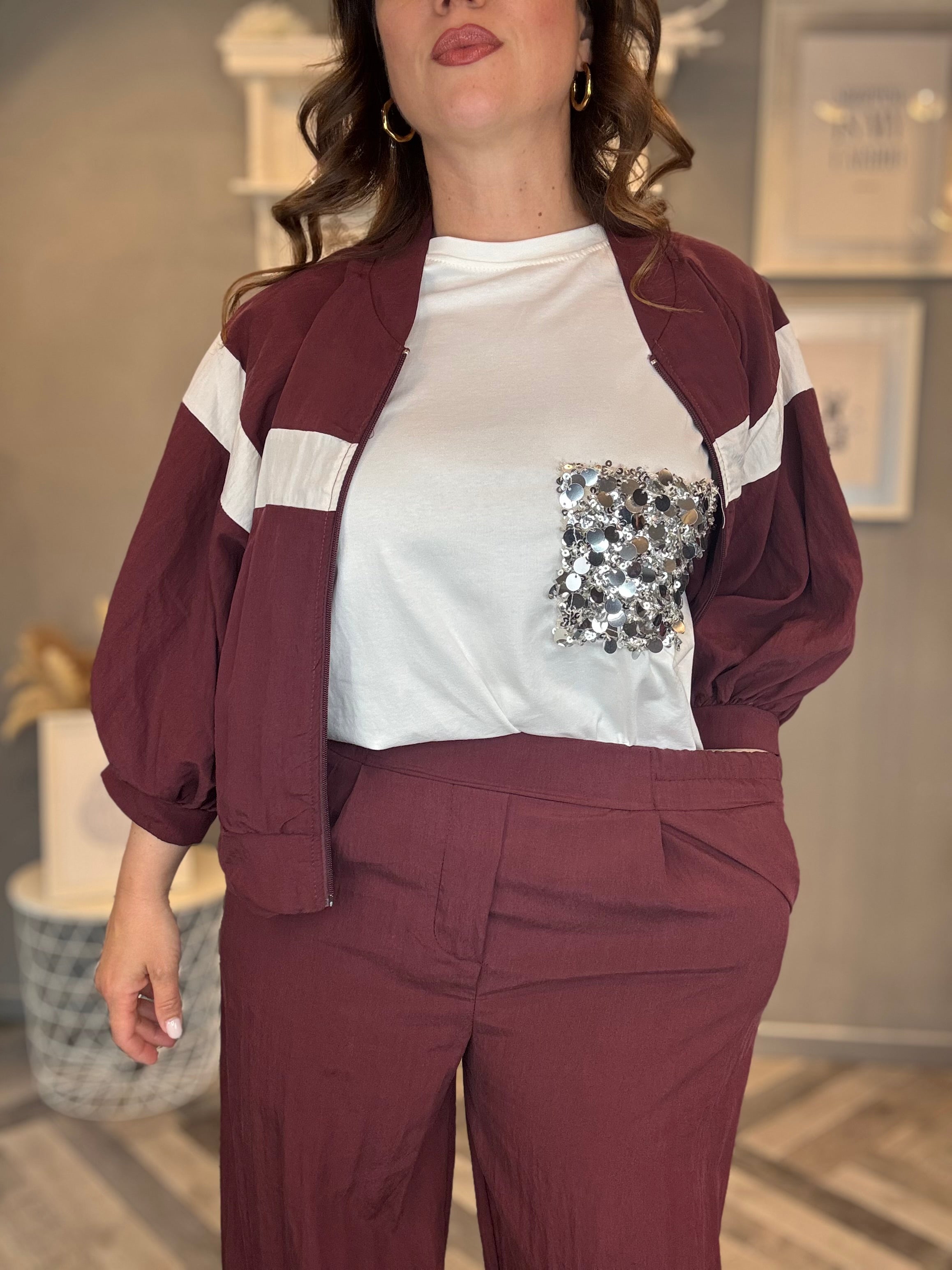 Pantalone jogger Cupro bordeaux