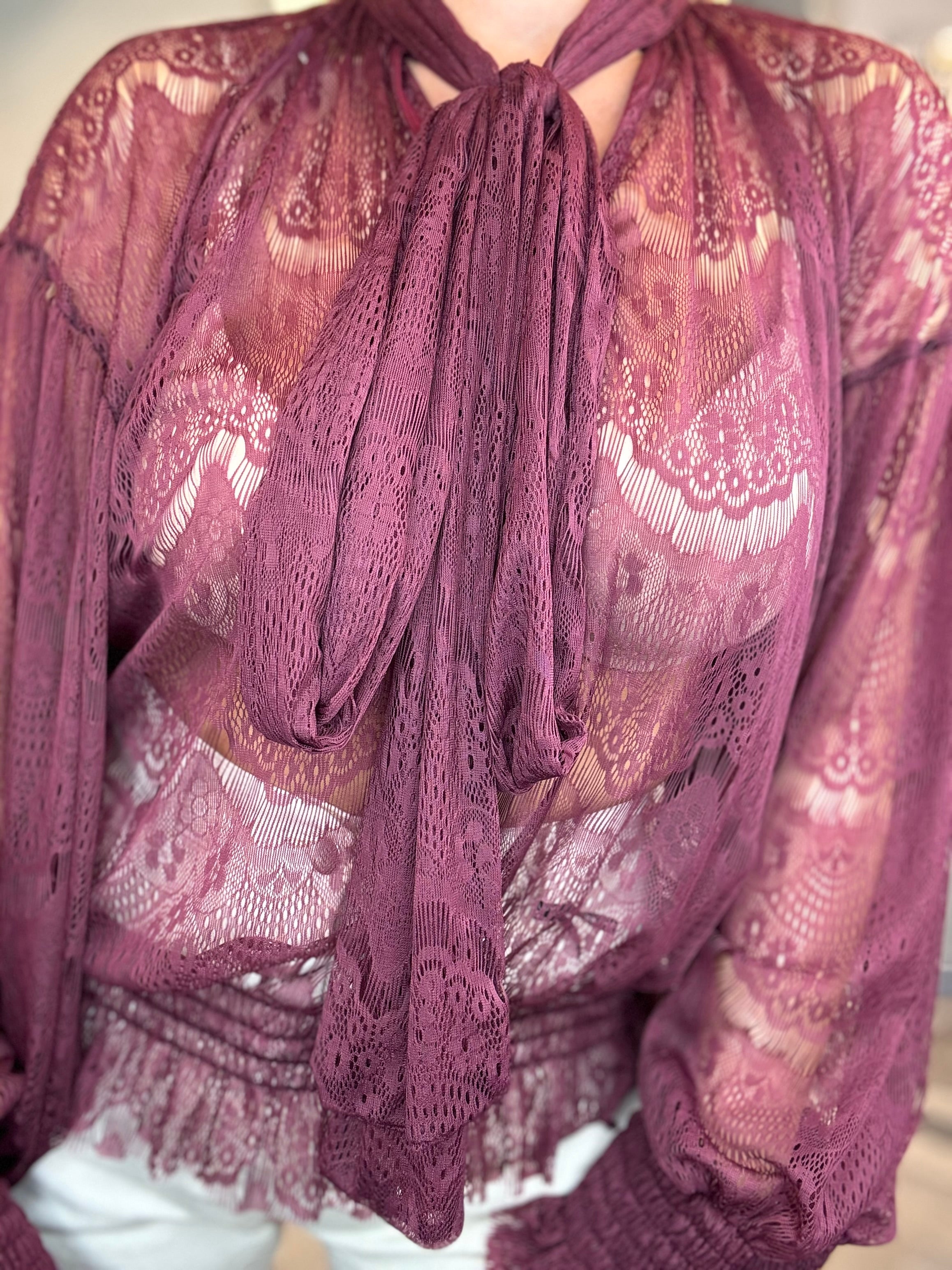 Lumina blusa pizzo bordeaux