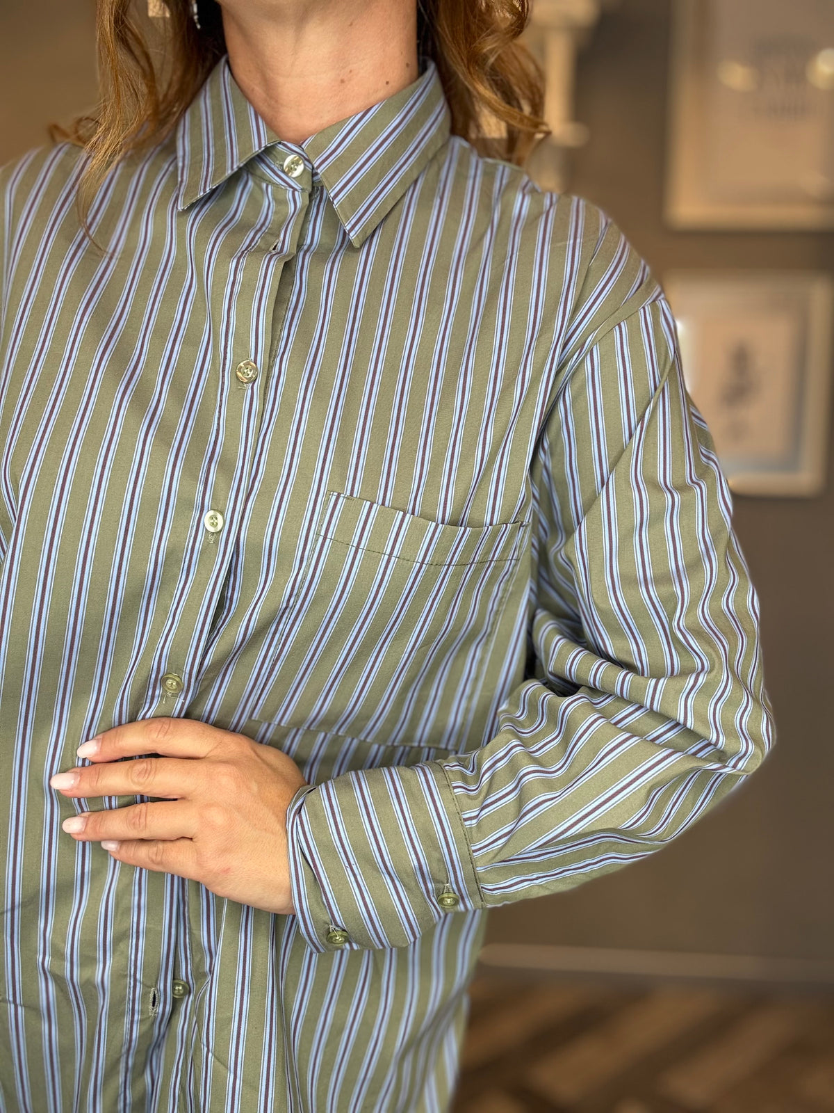 Camicia Stripes verde salvia