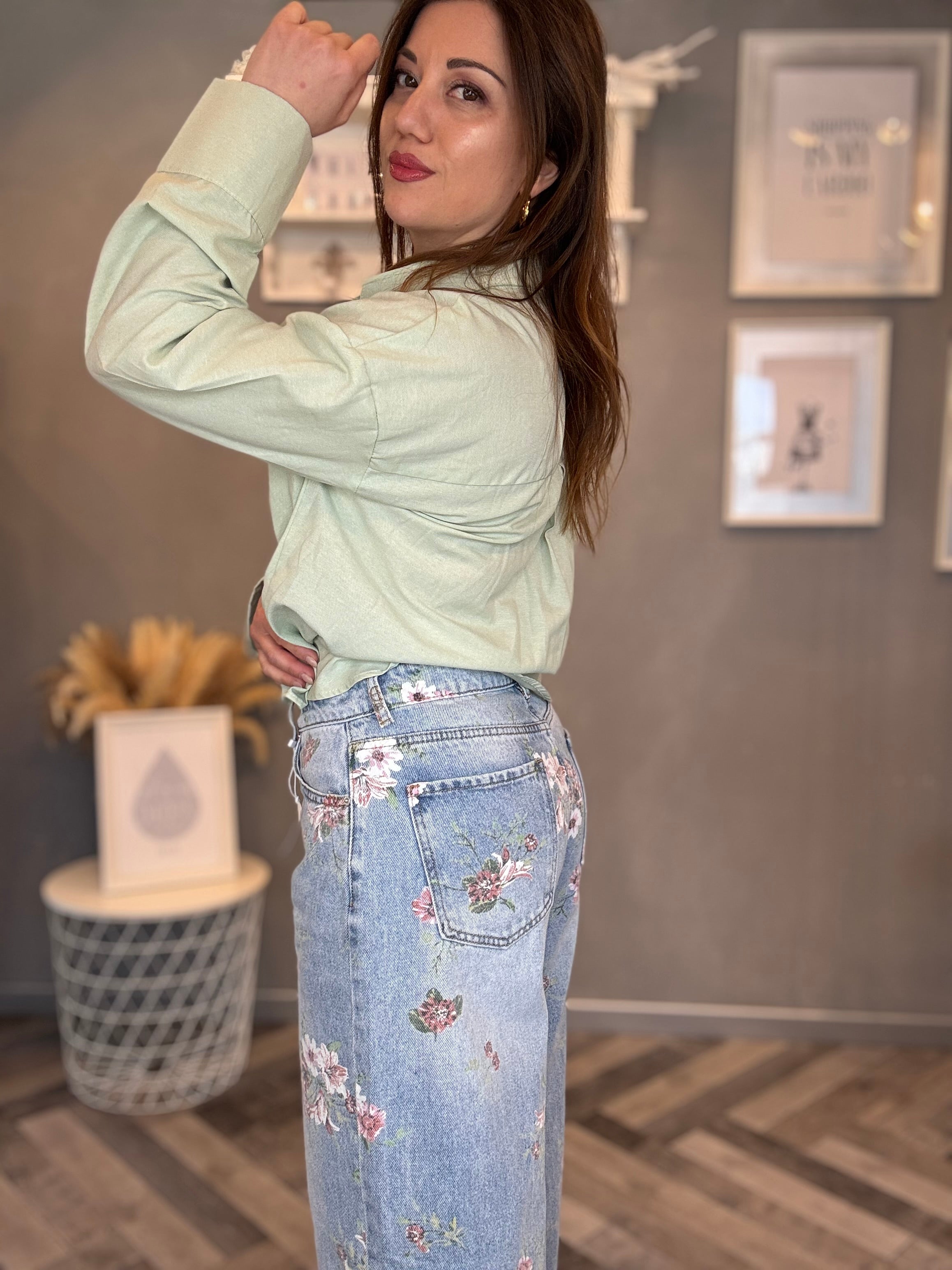 Jeans pink flower