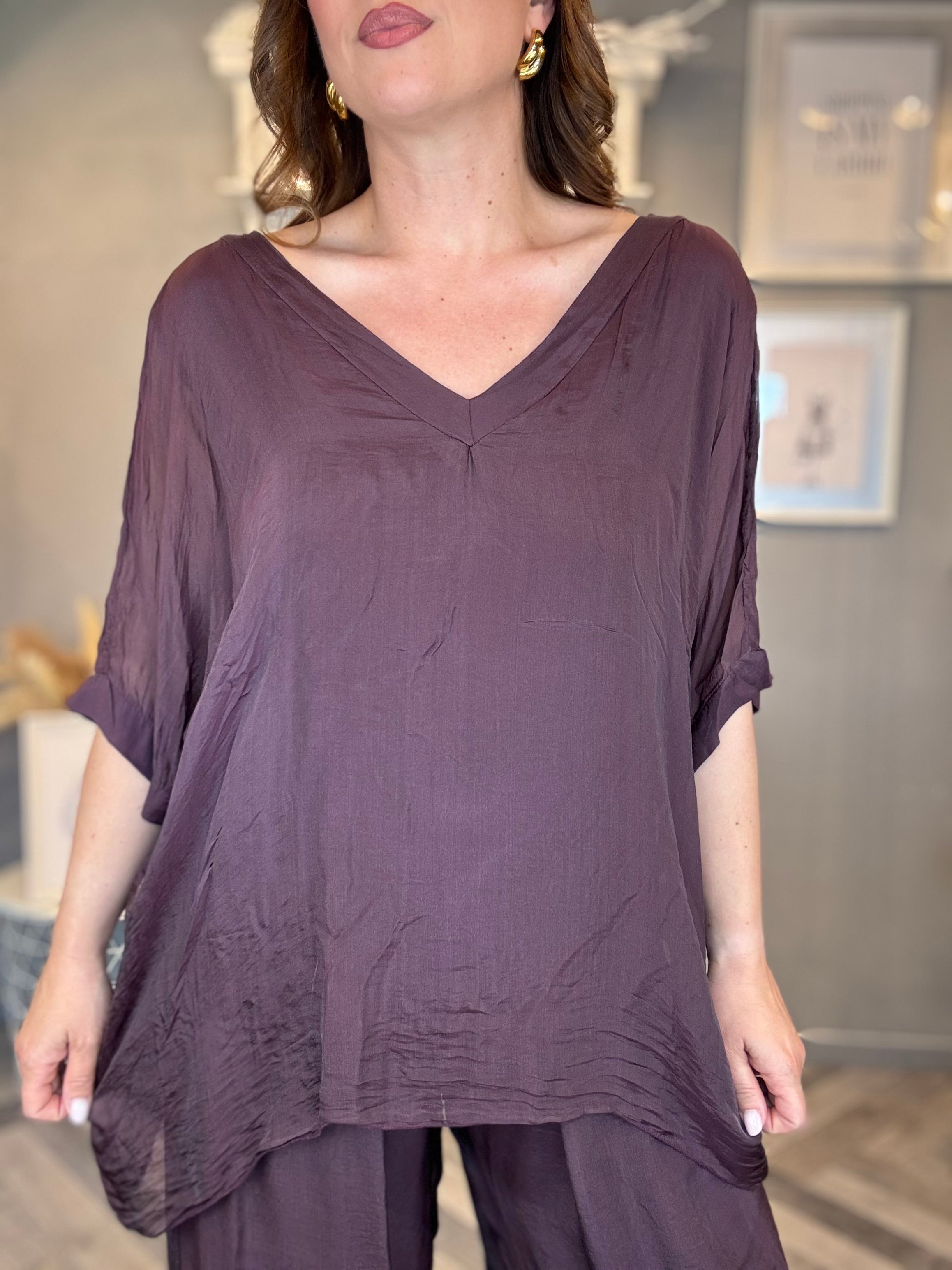 Coordinato satin vinaccia