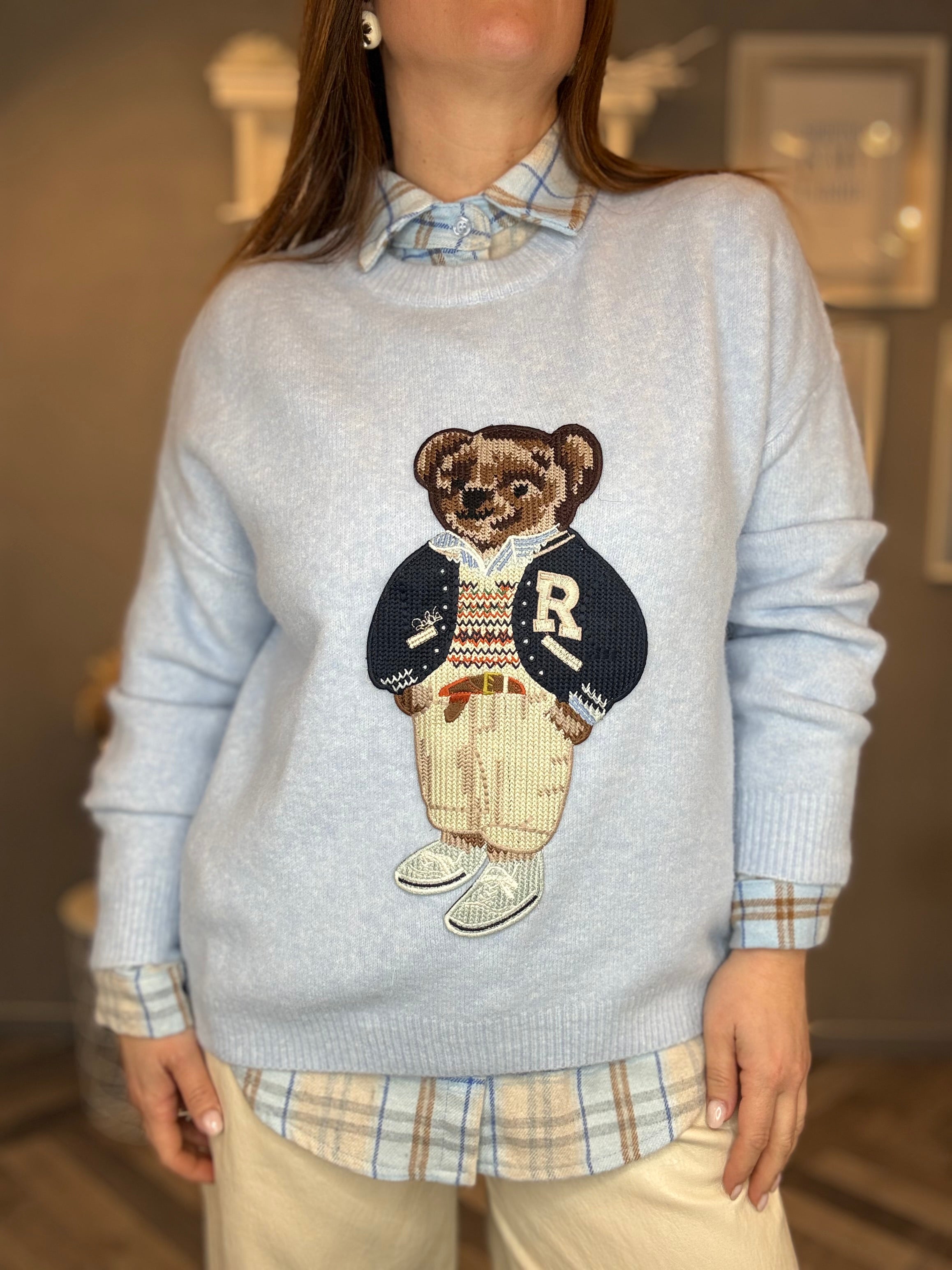 Maglione Teddy celeste