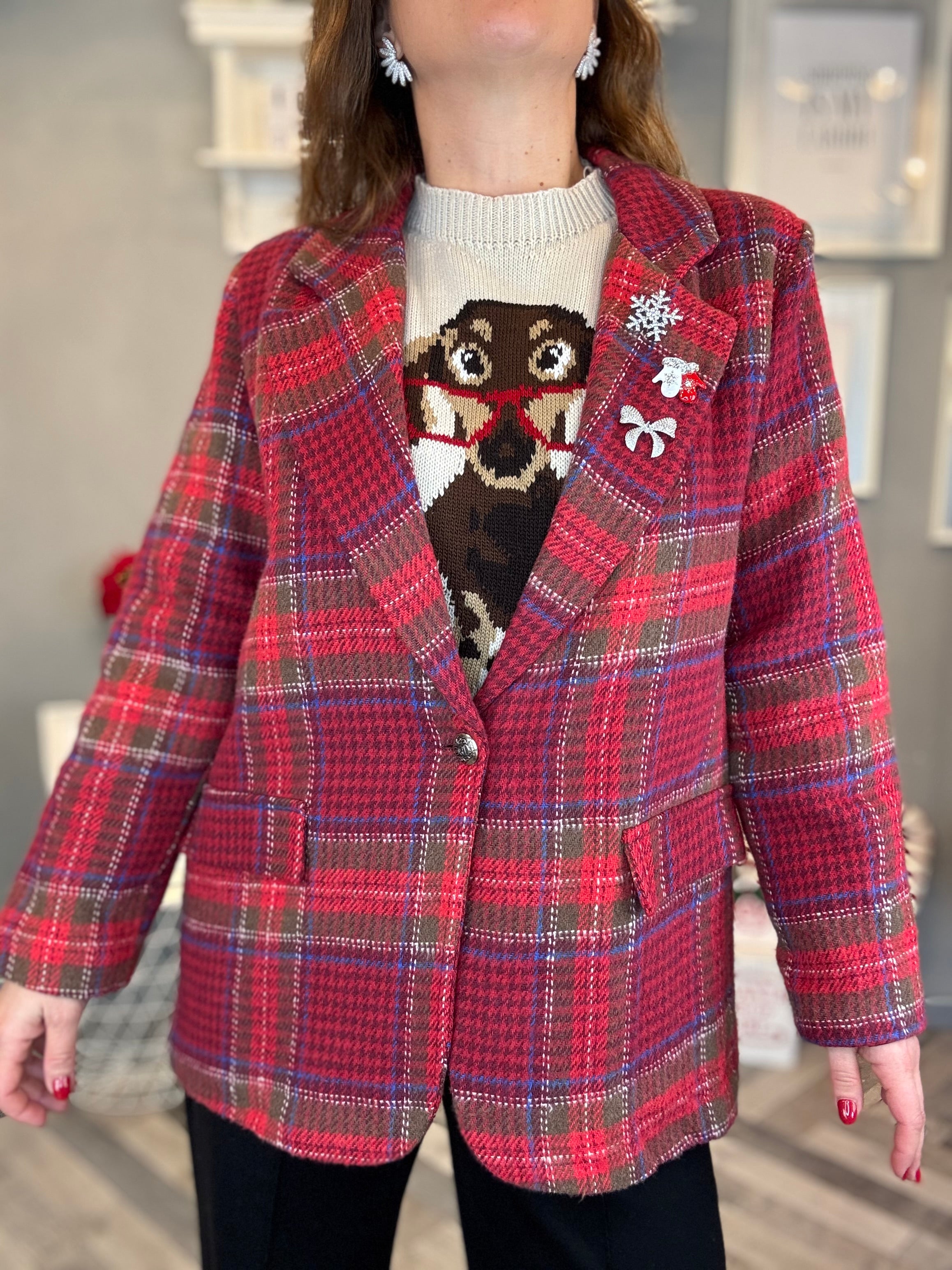 Blazer tartan rosso