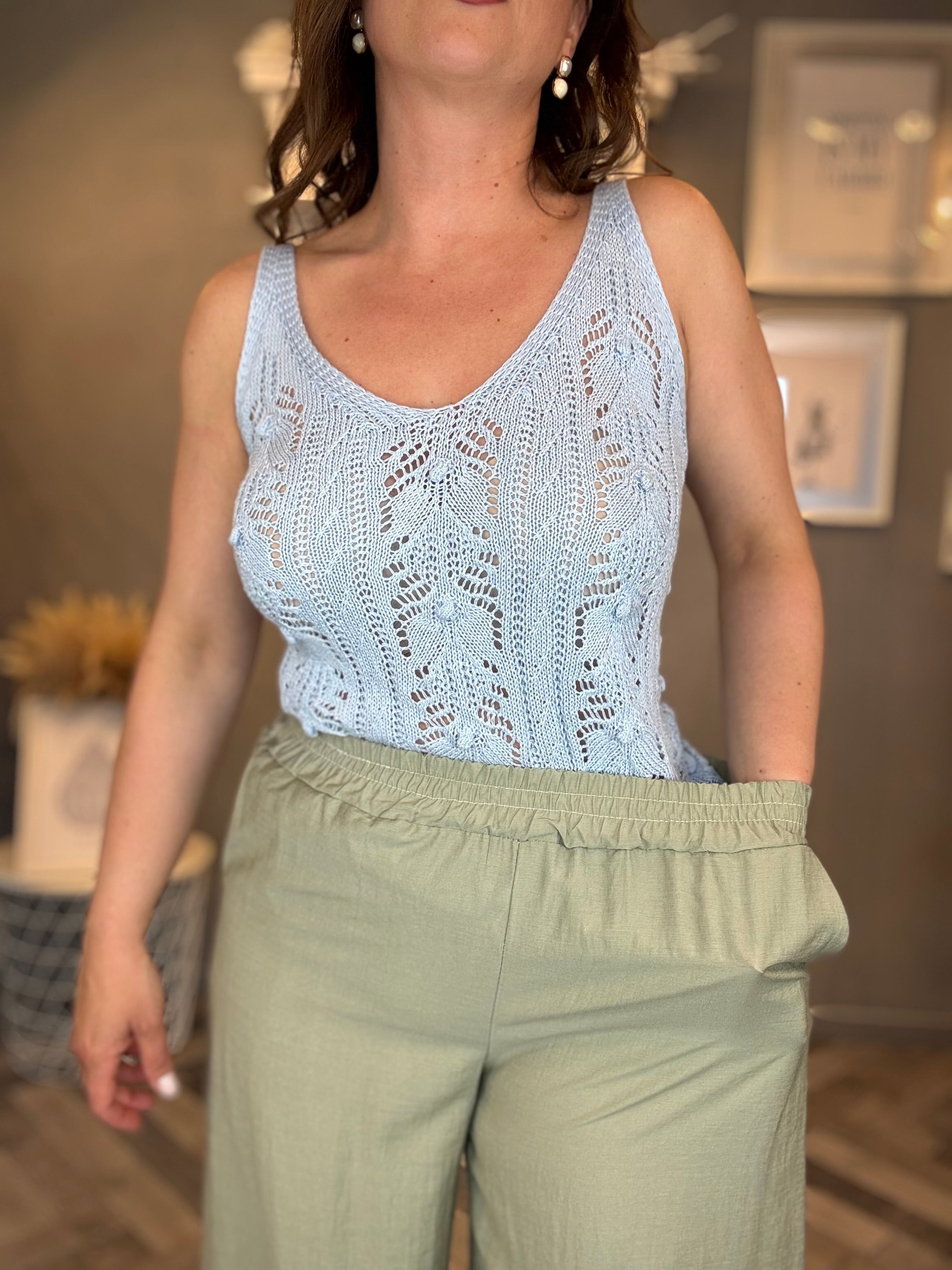 Pantalone palazzo fluido verde salvia