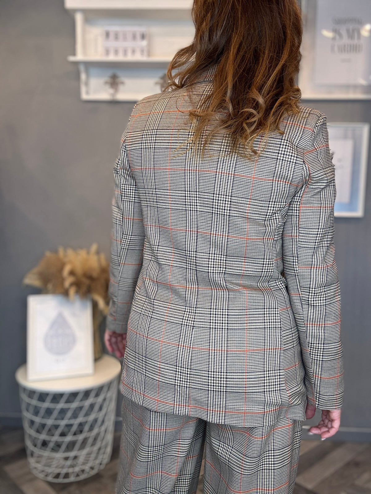Blazer check principe di Galles ruggine
