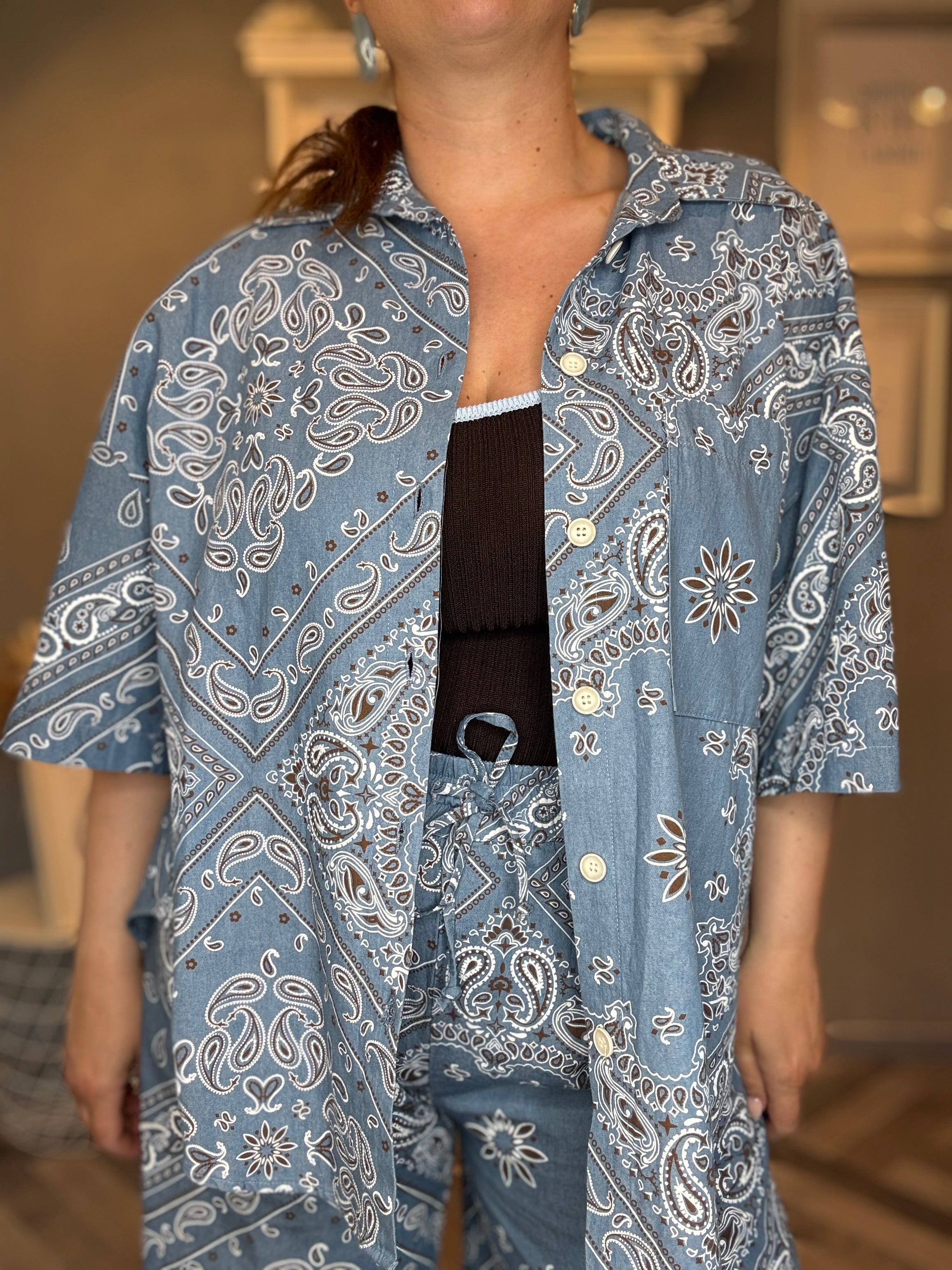 Lumina camicia jeans paisley bandana