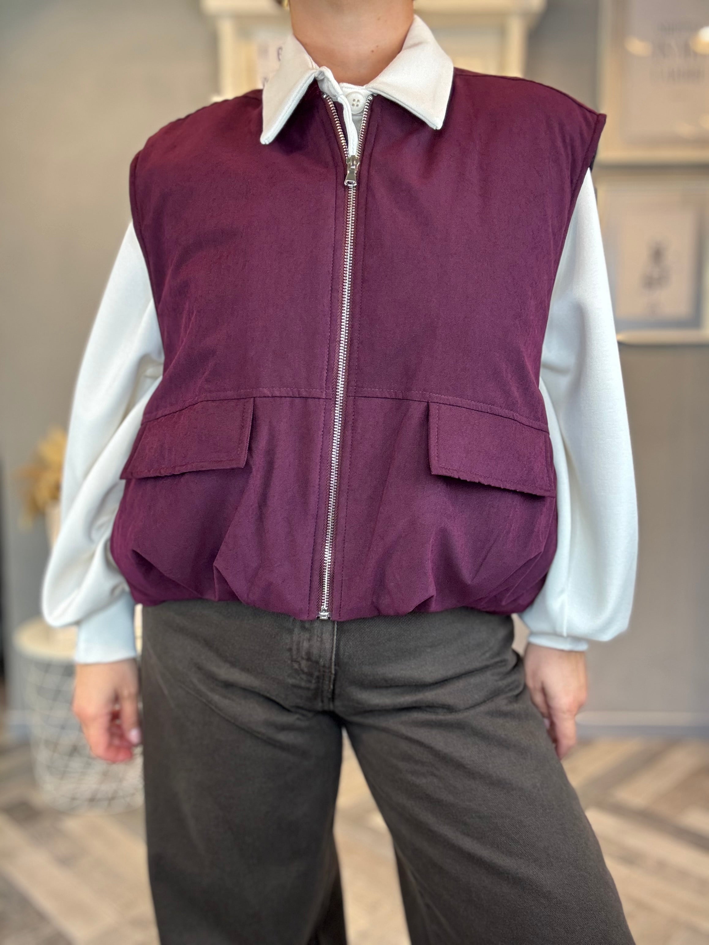 Lumina gilet smanicato Borgogna