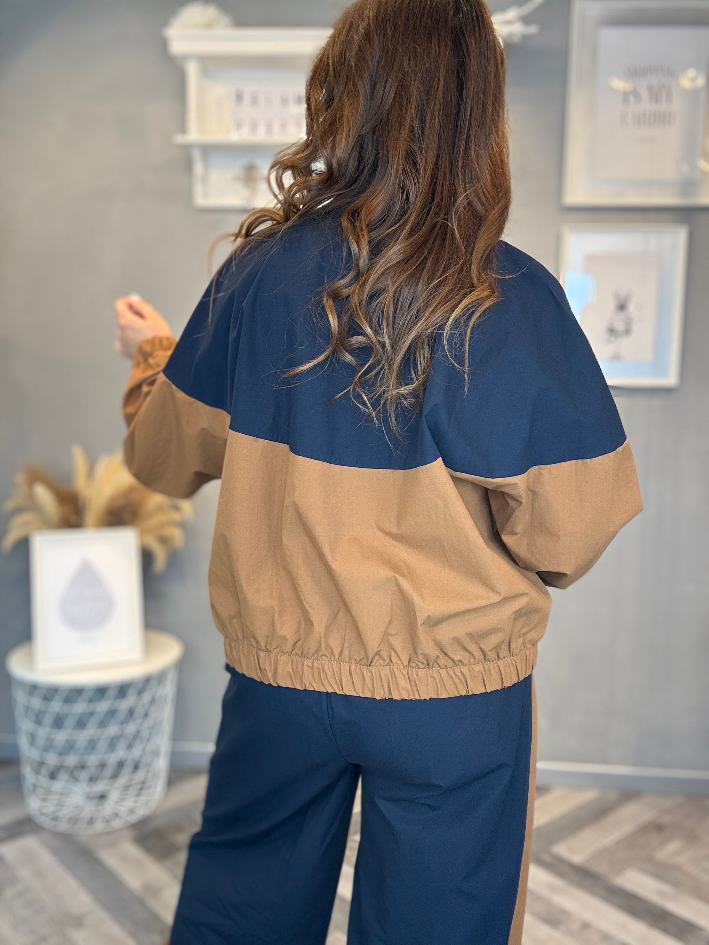 Giubbino Bicolore blu e camel