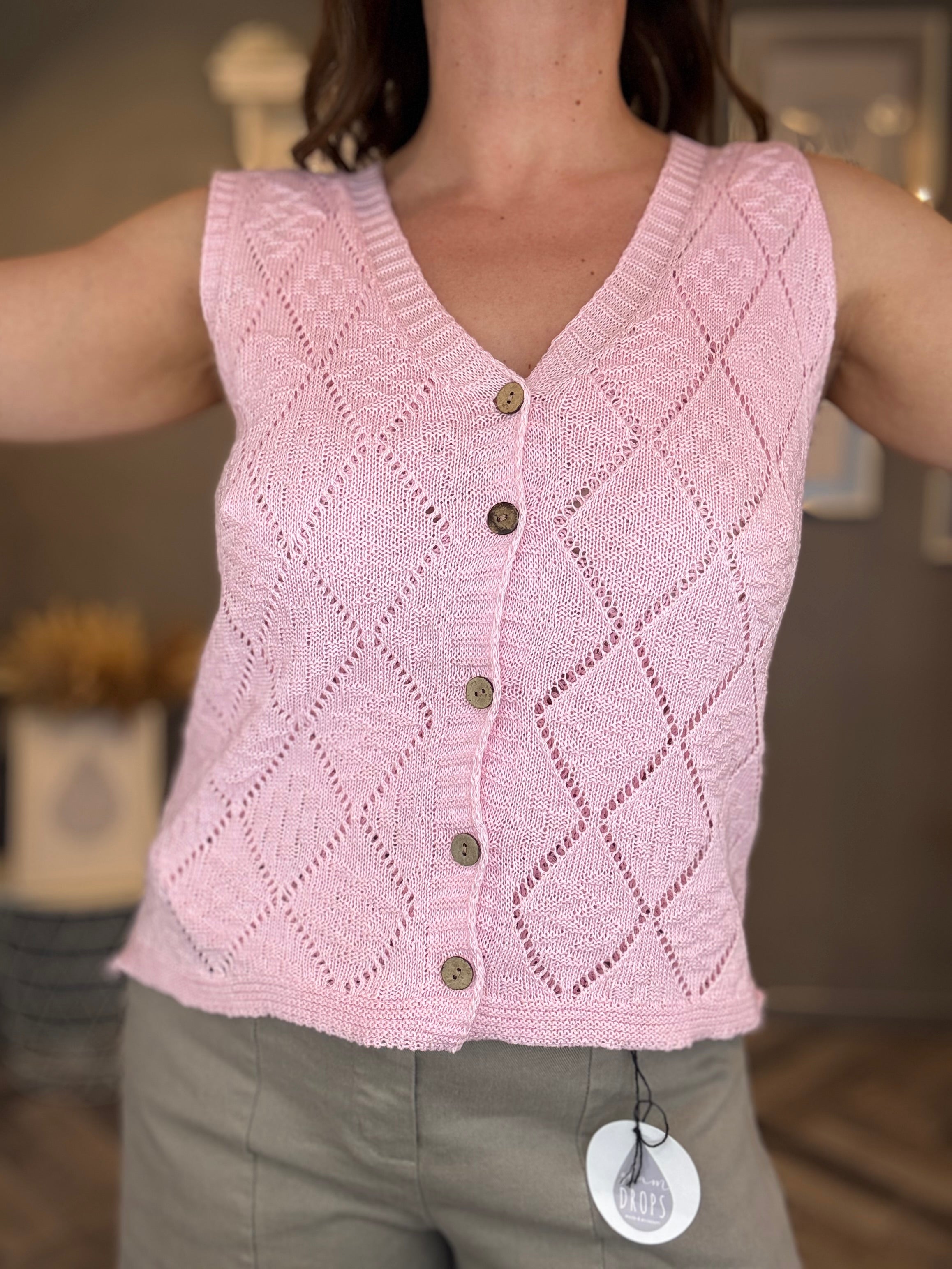 Gilet traforato rombi rosa