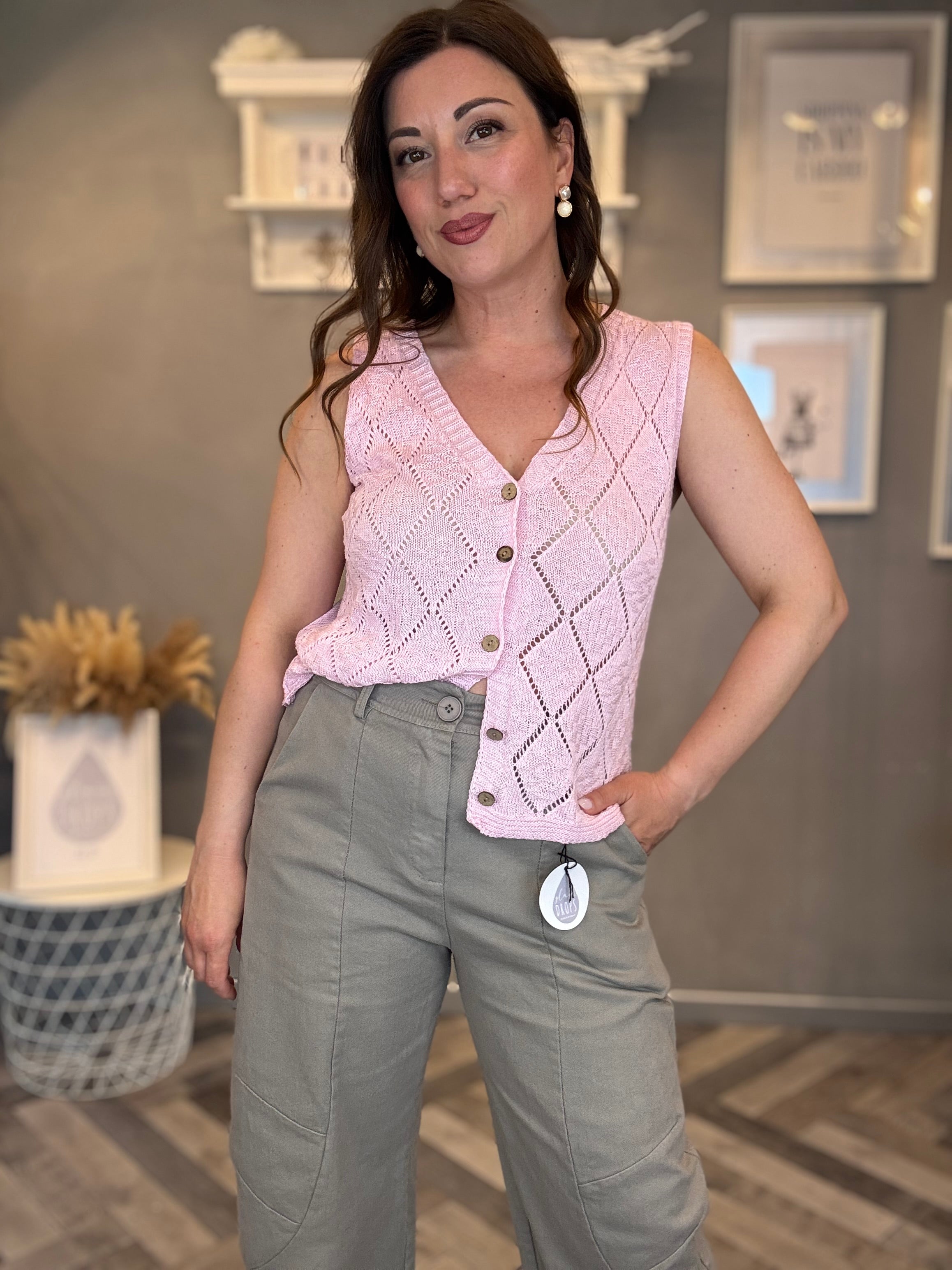 Jeans barrel tortora con cuciture