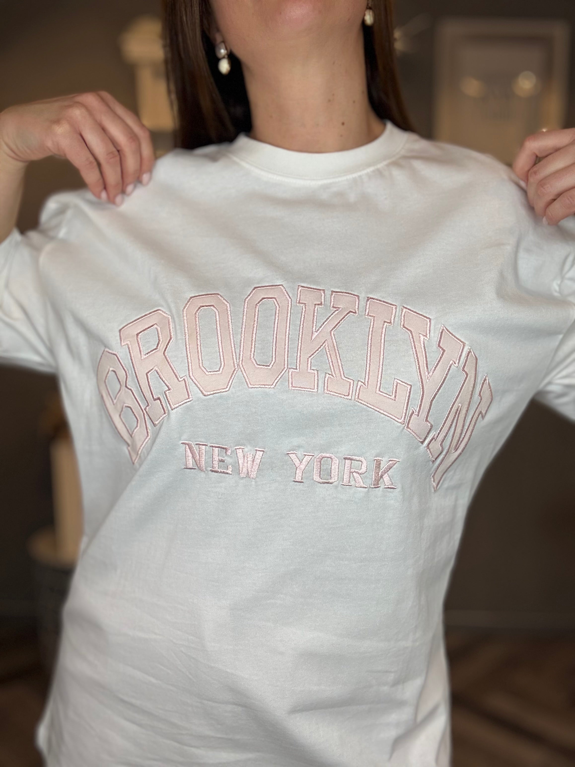 T-shirt bianca BROOKLYN rosa