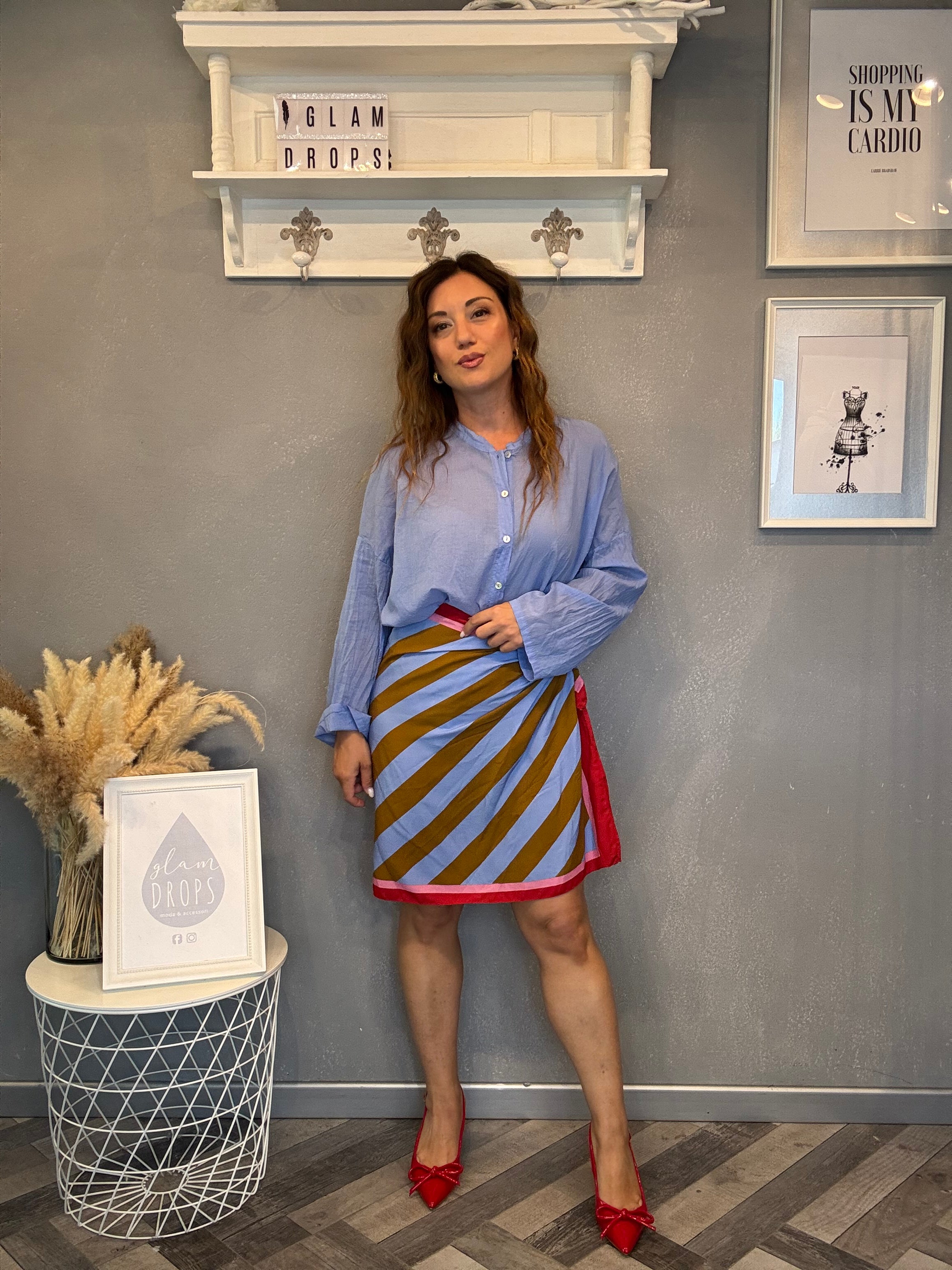 Camicia in mussola manica lunga celeste
