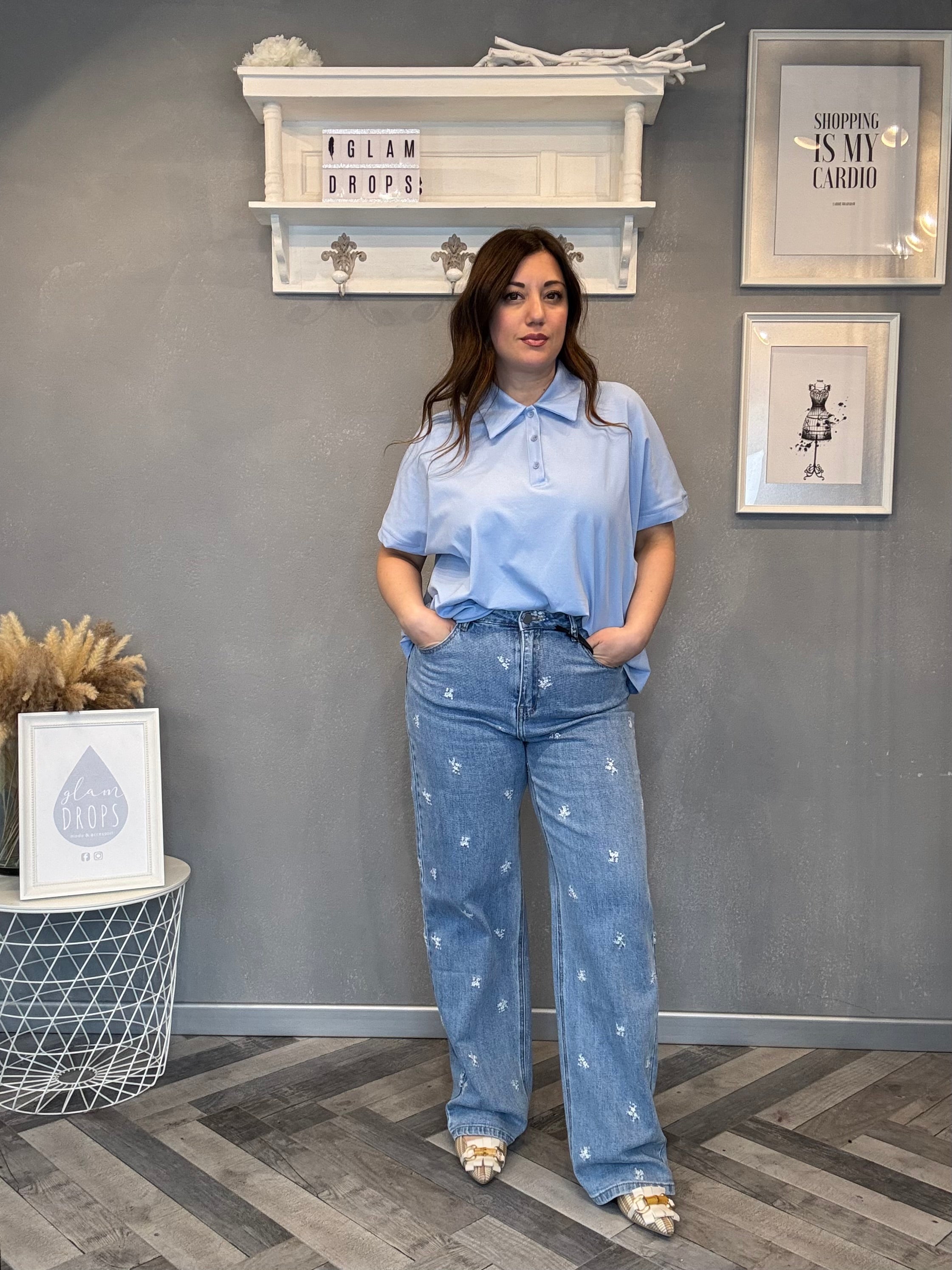 Lumina jeans con ricami floreali