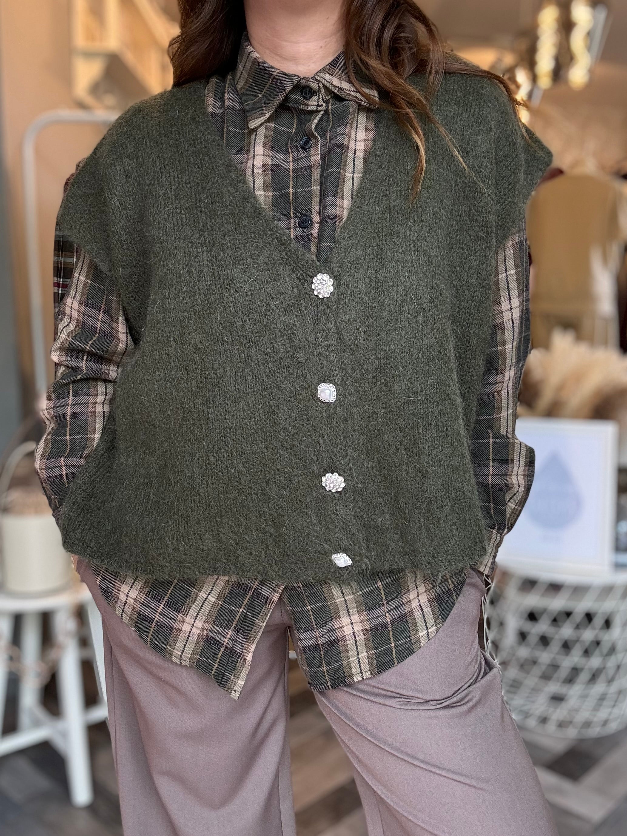 Gilet in maglia over 4 bottoni