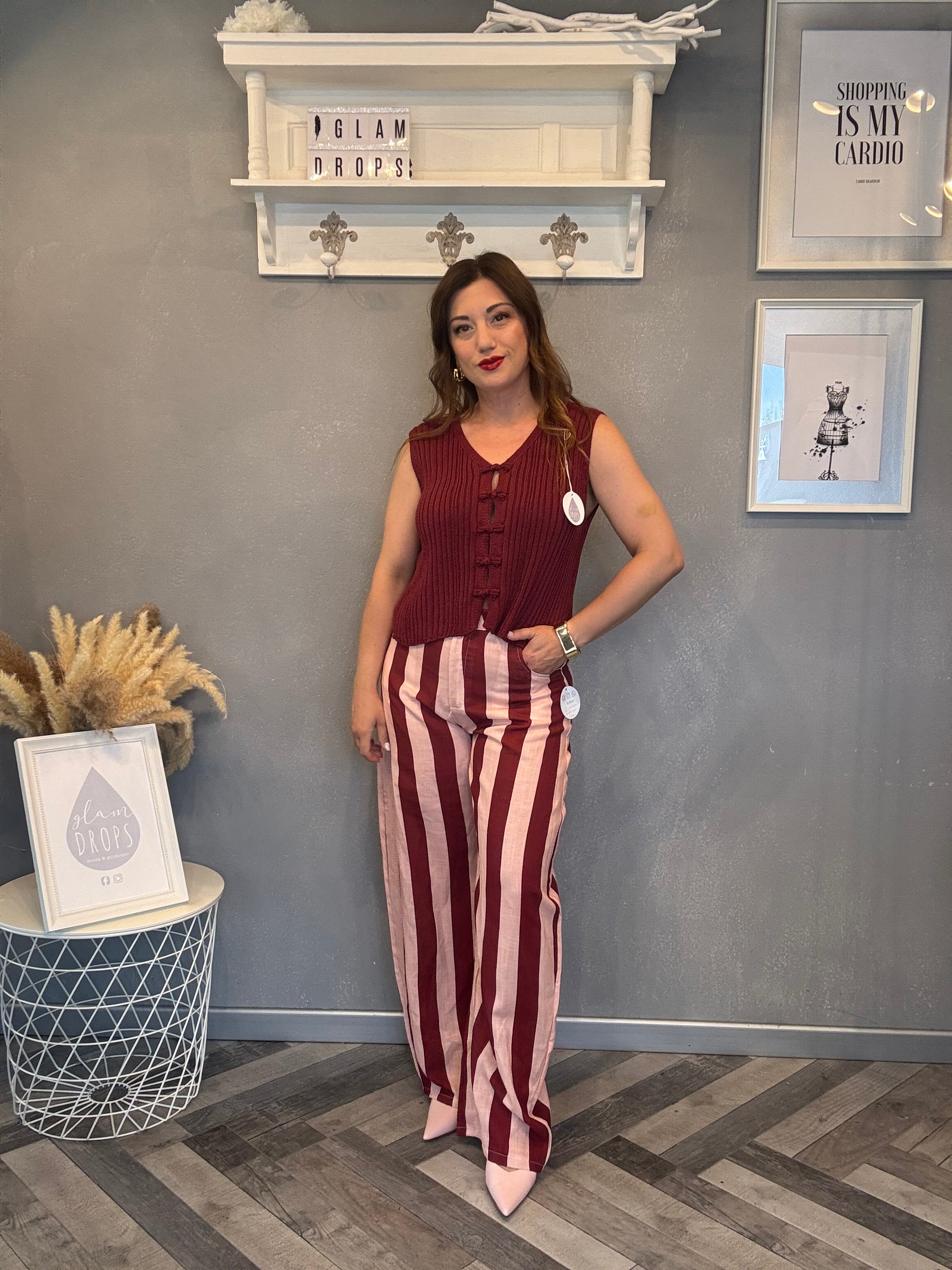 Pantalone Riviera rosa e bordeaux