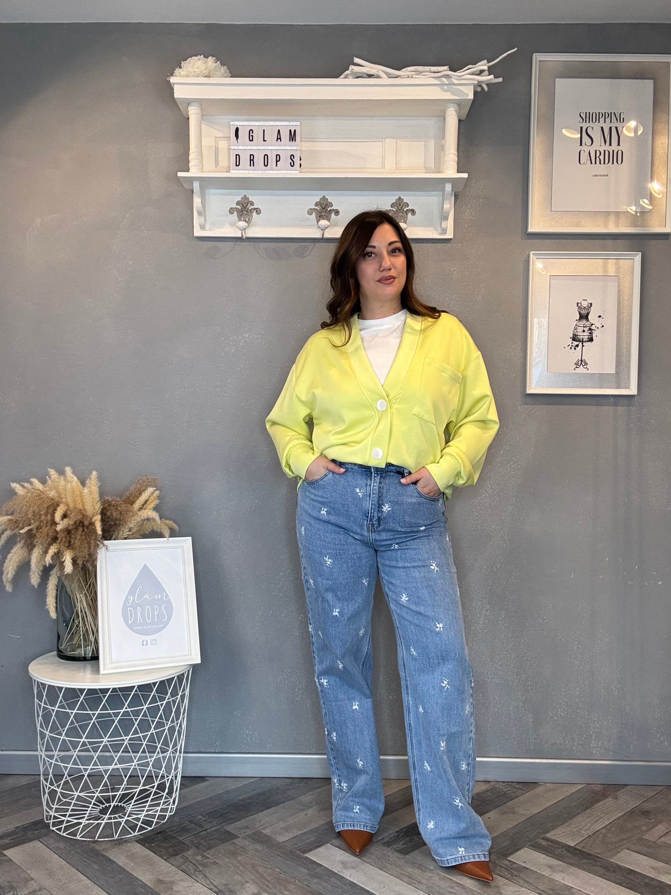 Lumina jeans con ricami floreali