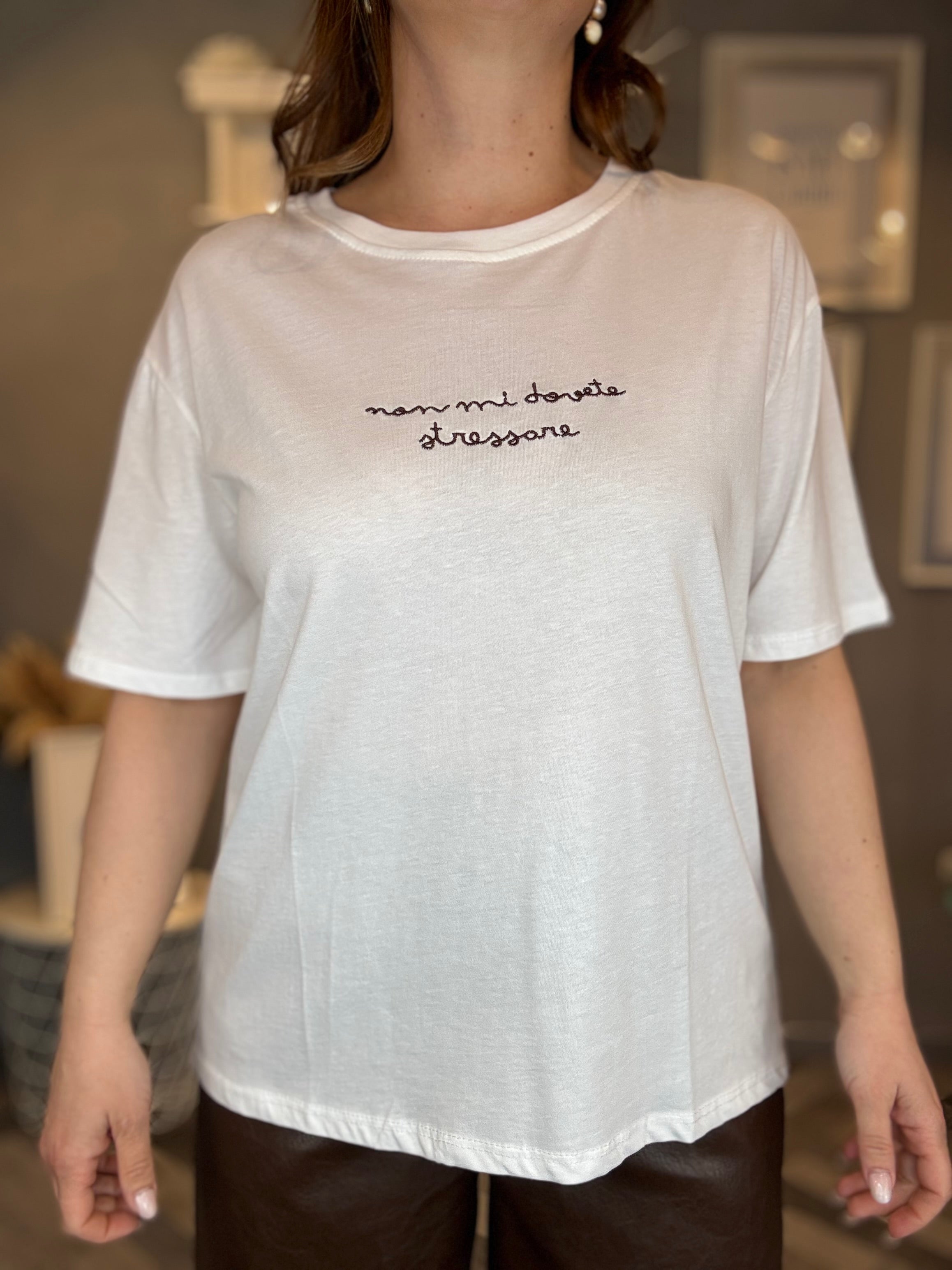 T-shirt Non mi dovete stressare cioccolato