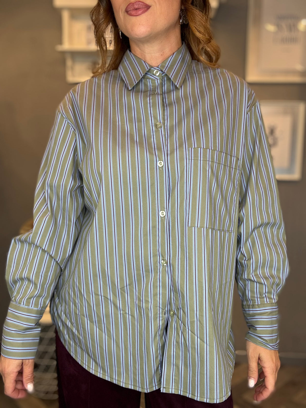 Camicia Stripes verde salvia
