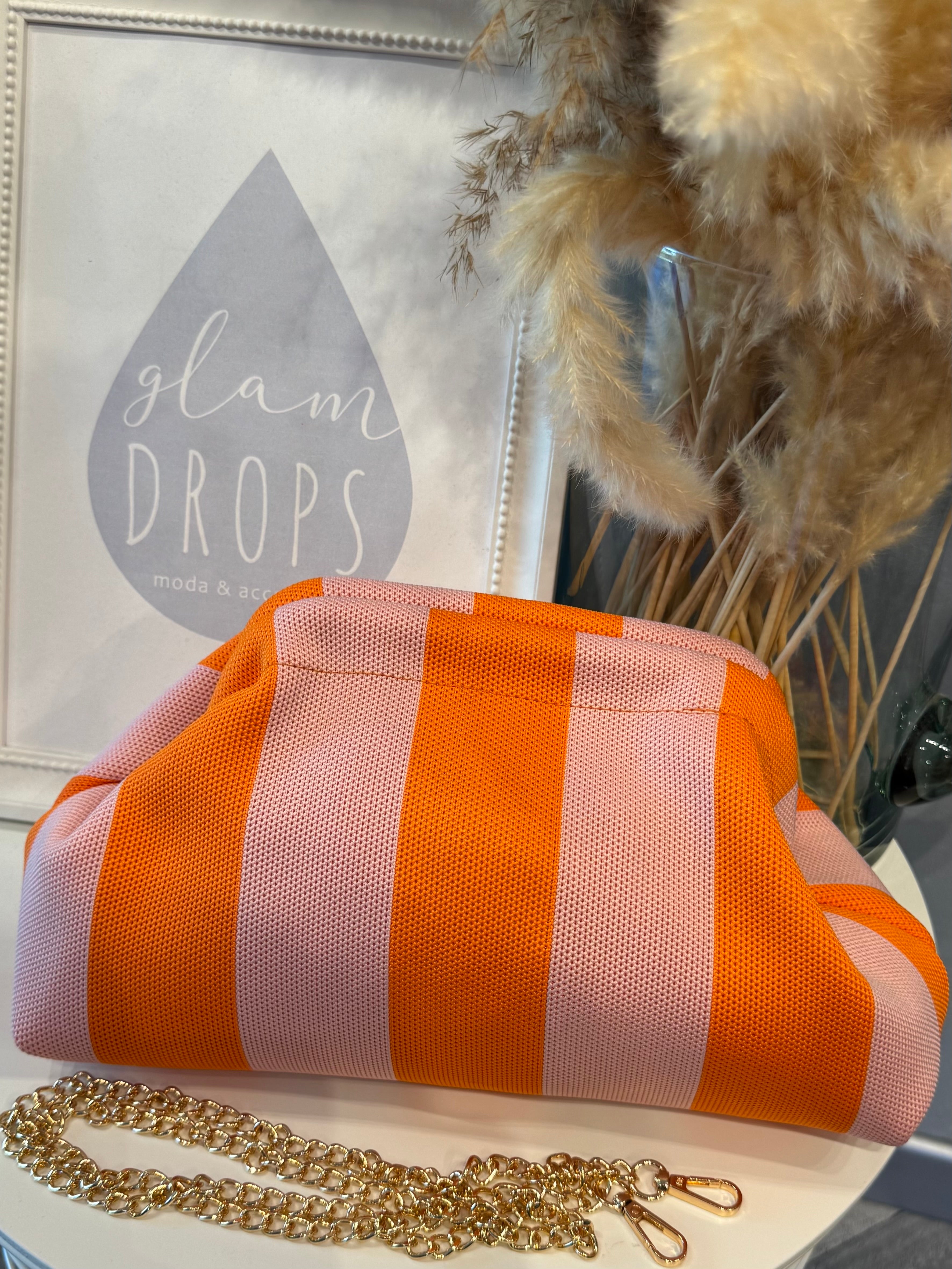 Borsa Stripe rosa pastello e arancione
