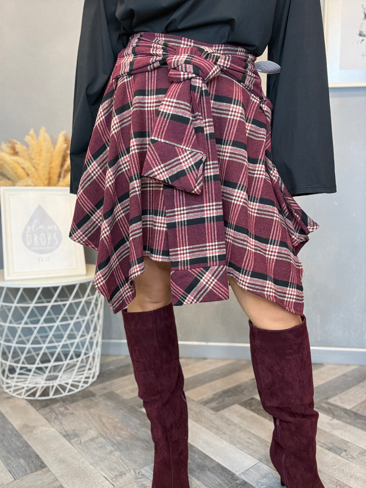 Gonna Twist finta camicia bordeaux