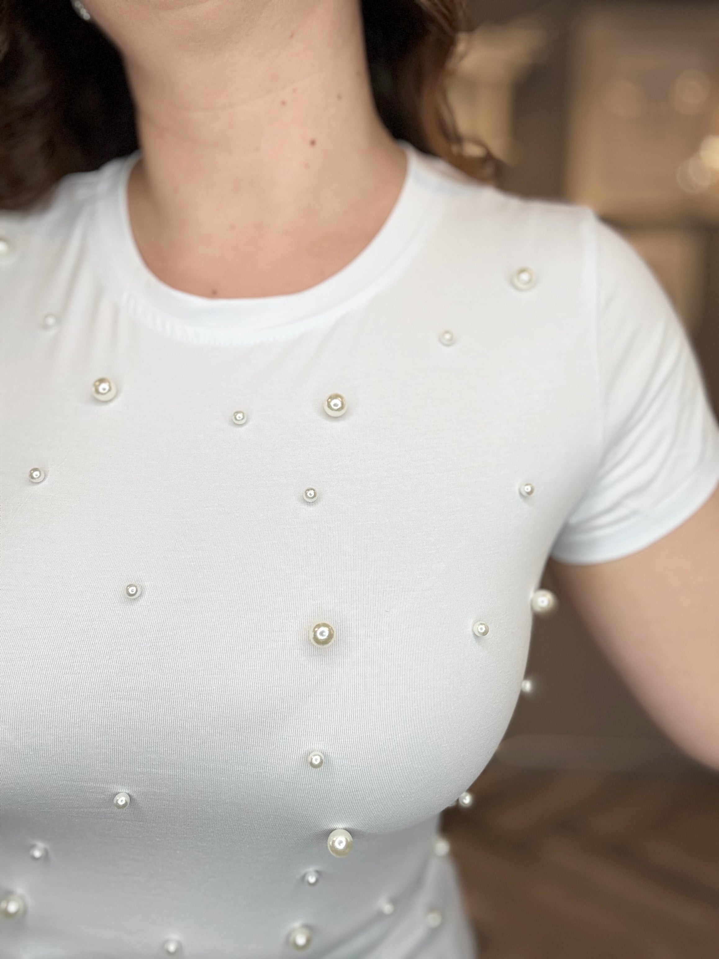 T-shirt basic con perle