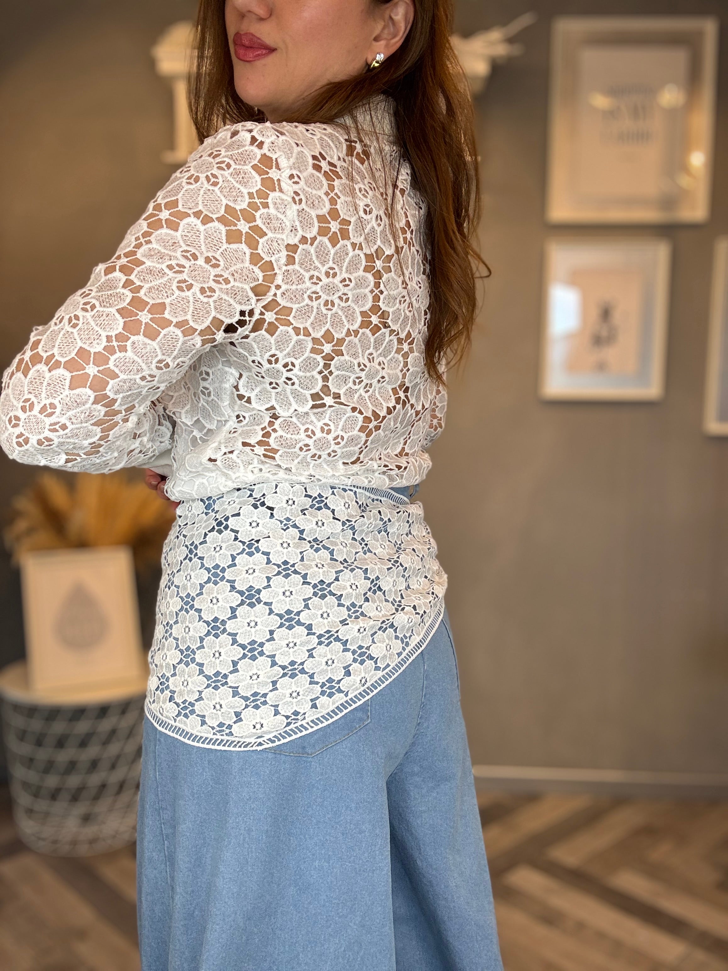 Foulard triangolare in pizzo fiori