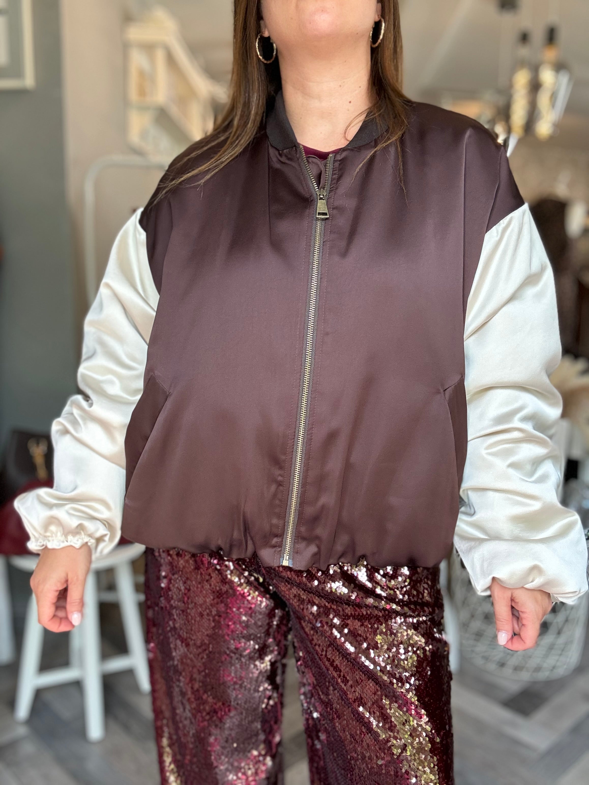 Bomber raso bicolore