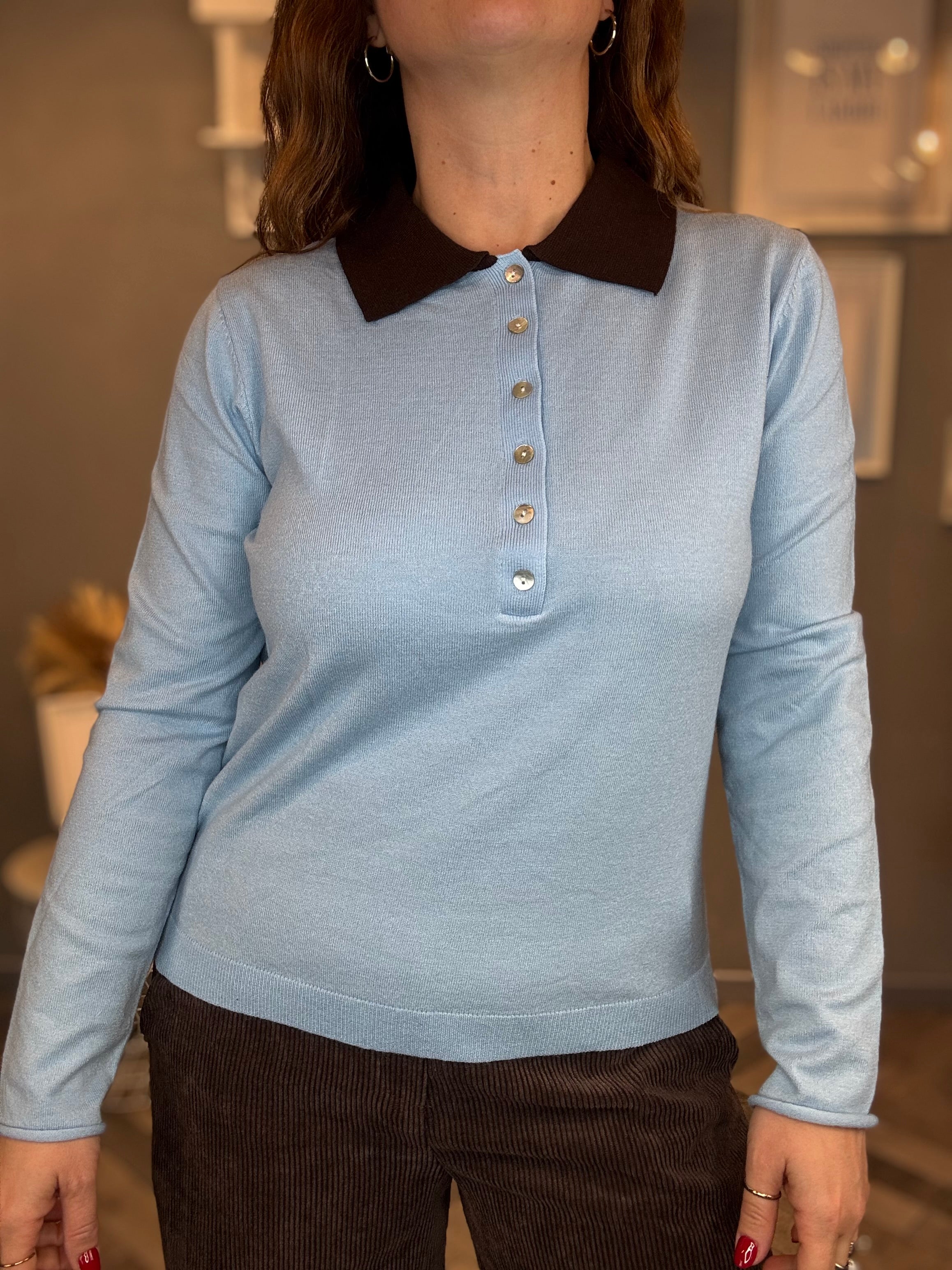 Maglia polo con colletto a contrasto